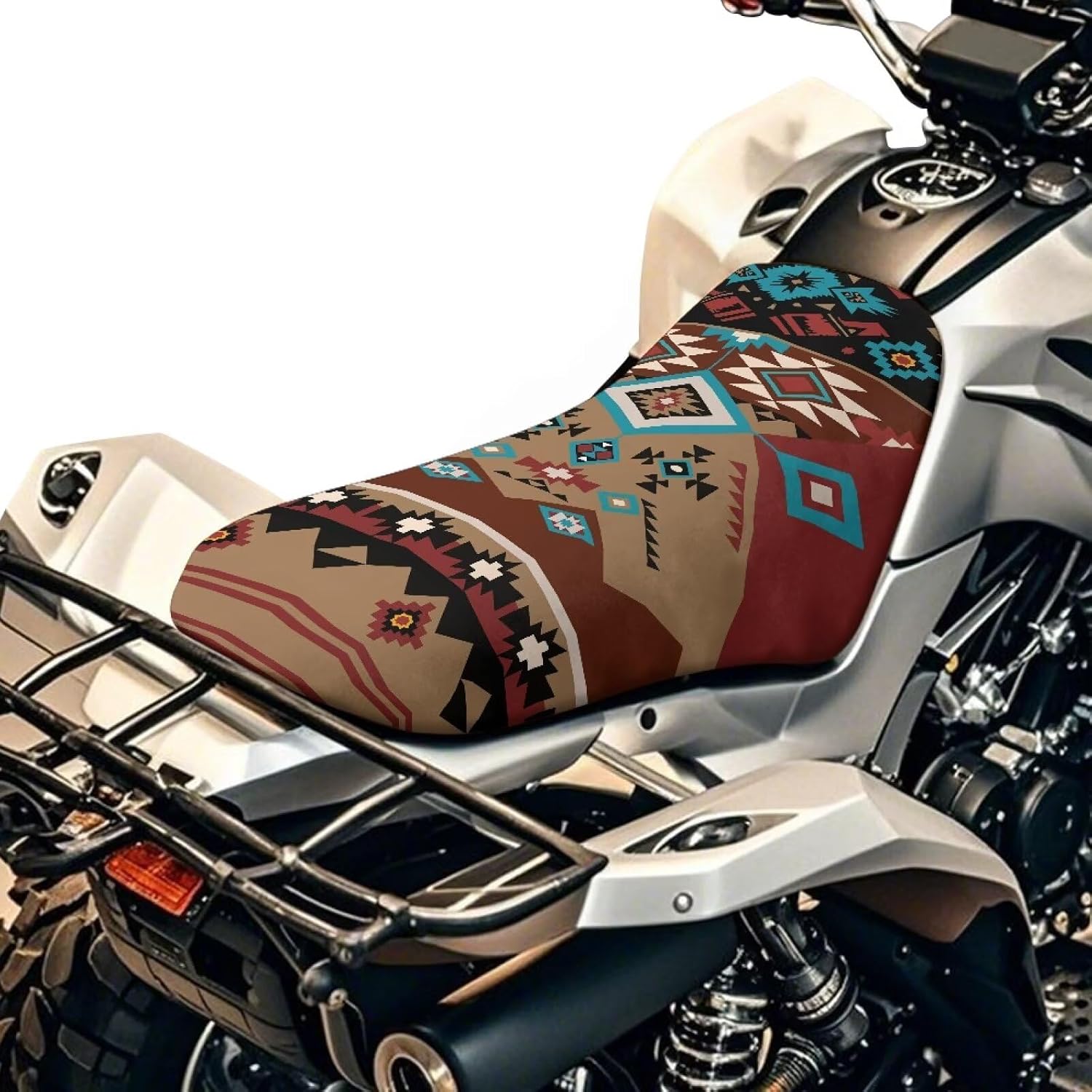 Aztec Tribe ATV Seat Cover Four Wheeler Accessories Breathable Padded Protector ATV Back Seat Powersports Cushion Covers Universal Waterproof Elastic