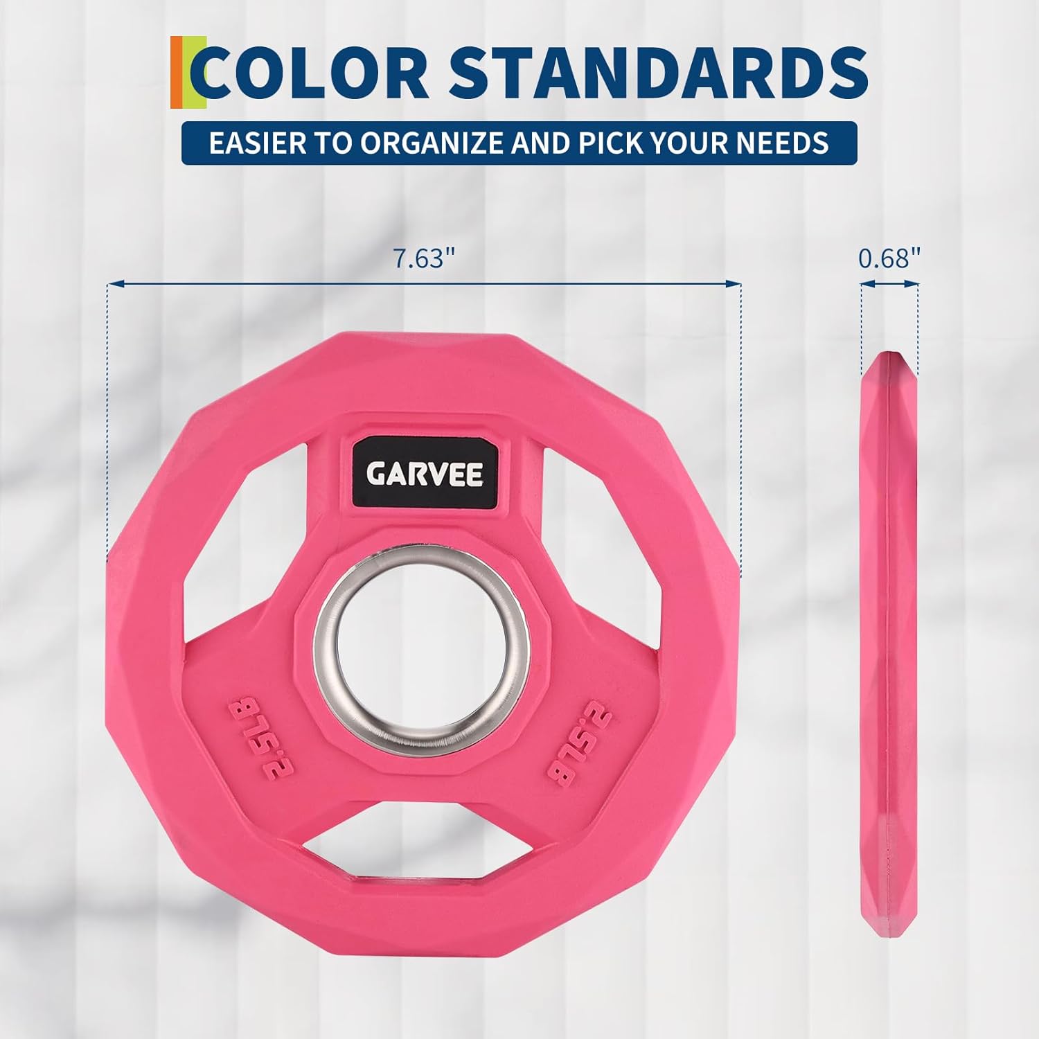 2-Inch Rubber Coated Cast Iron Weight Plates Pair, Barbell Plates with Grip Handles for Home Gym Strength Training, 2.5/5/10/25/35/45LB pink 2.5 lbs pairs