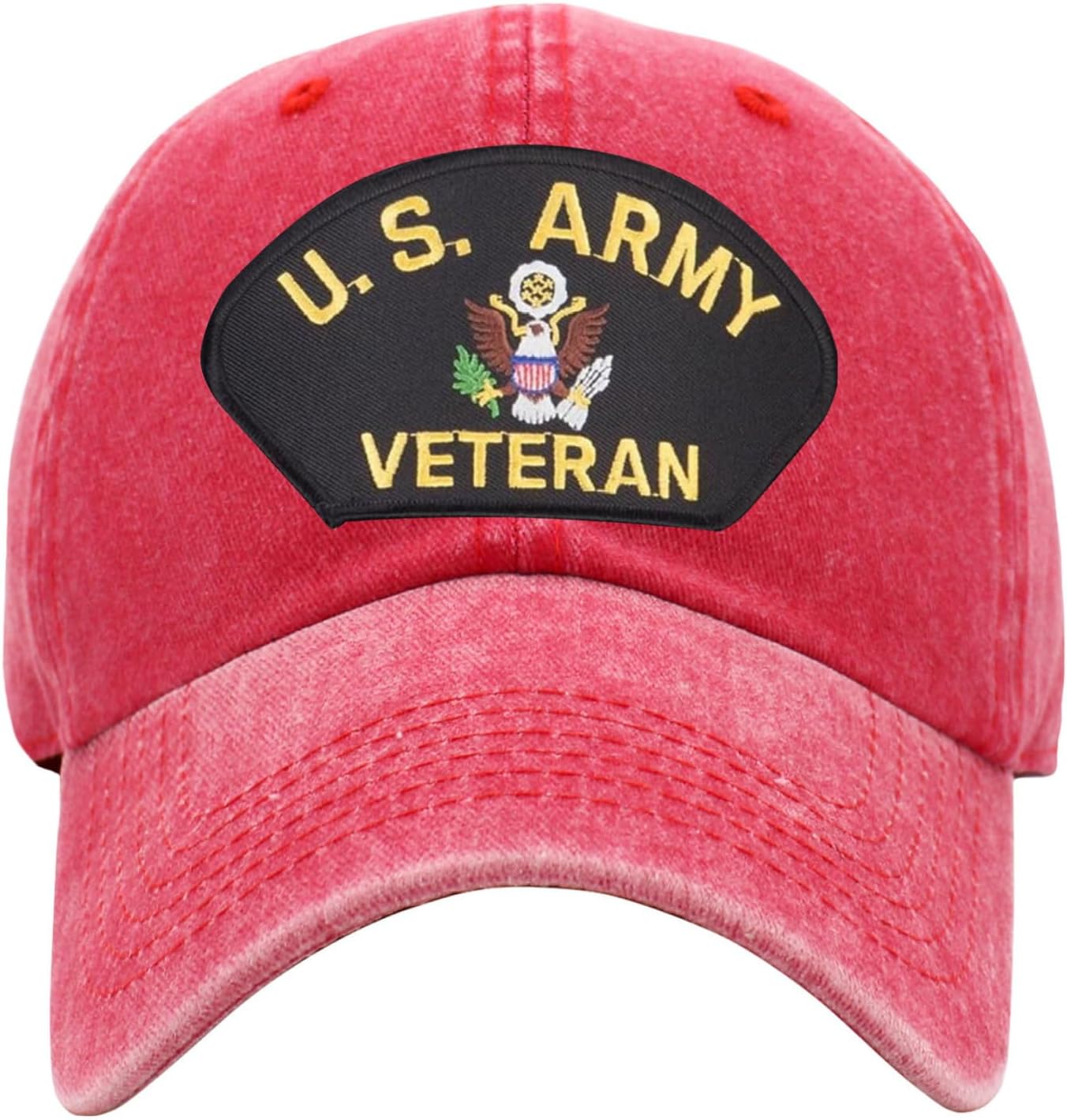 US Army Veteran Cap Pigment Washed Vintage Military Hat Patch Baseball Cap