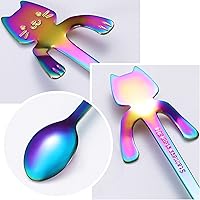 Vista 6 de Juego de cucharas de té y café, de acero inoxidable, mini cucharaditas para mezclar bebidas de postre (multicolor)