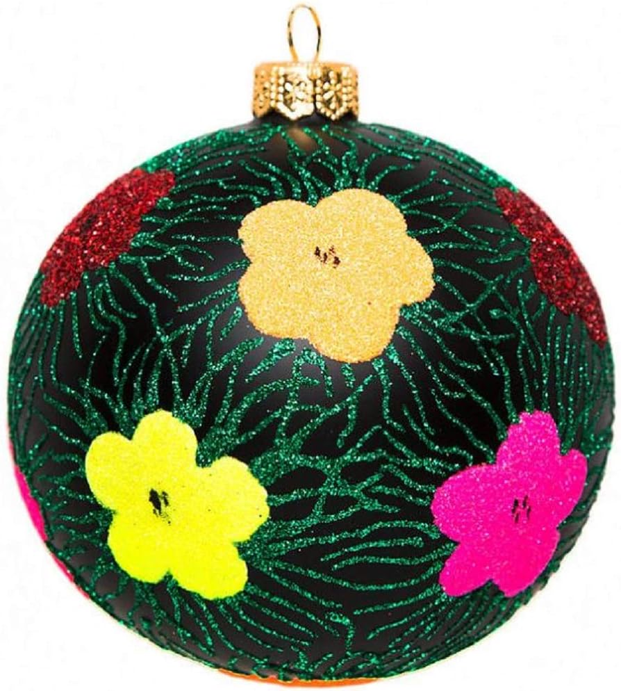 Flower Patch Pop Art Polish Glass Ball Christmas Tree Ornament Made in Poland