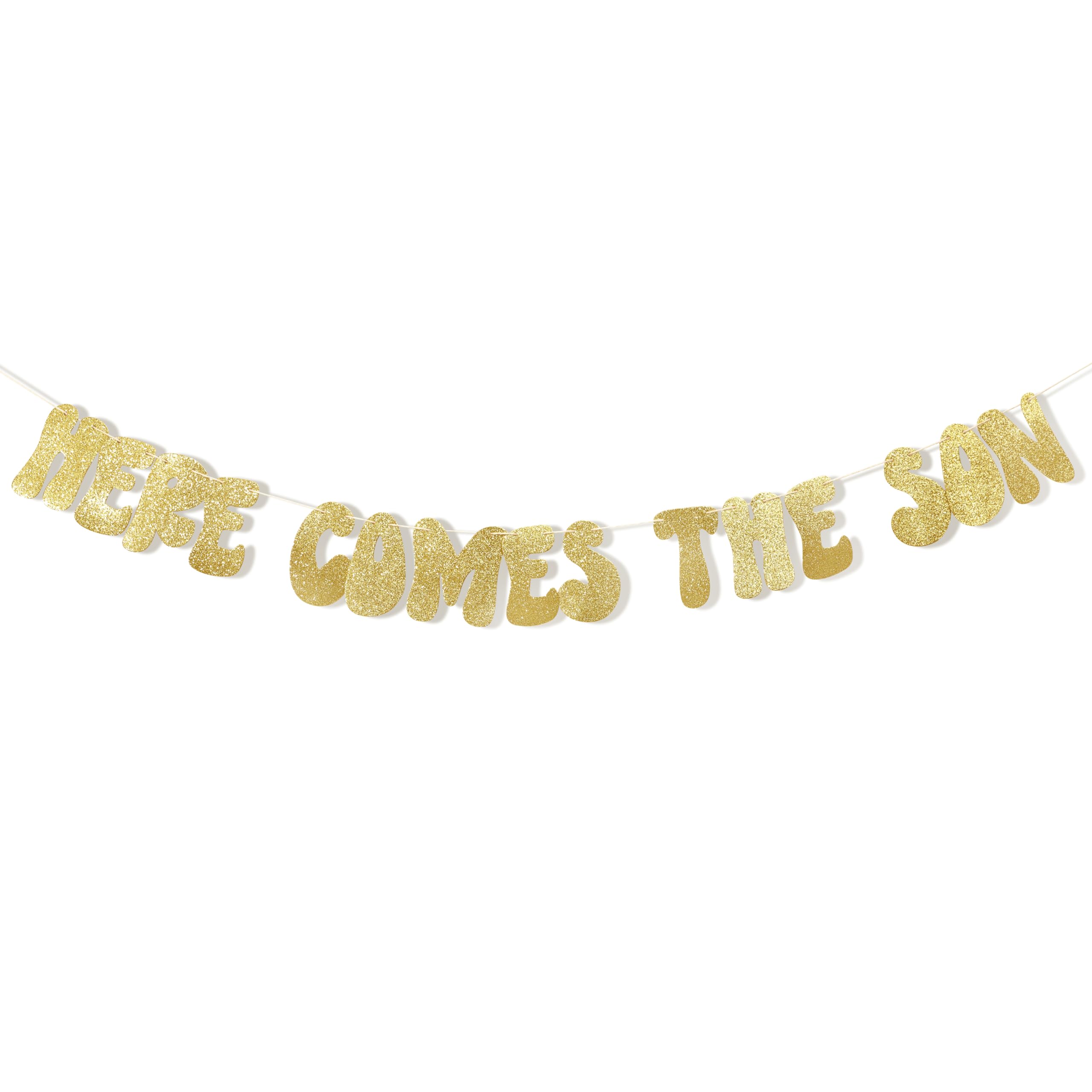 LINGANA Here Comes The Son Balloon Banner - Boy Baby Shower Decor, It's A Boy, Baby Shower Party Photo Props Banner,Sun Baby Shower Banner, Baby Boy Letter Garland (Here Comes The Son Banner)