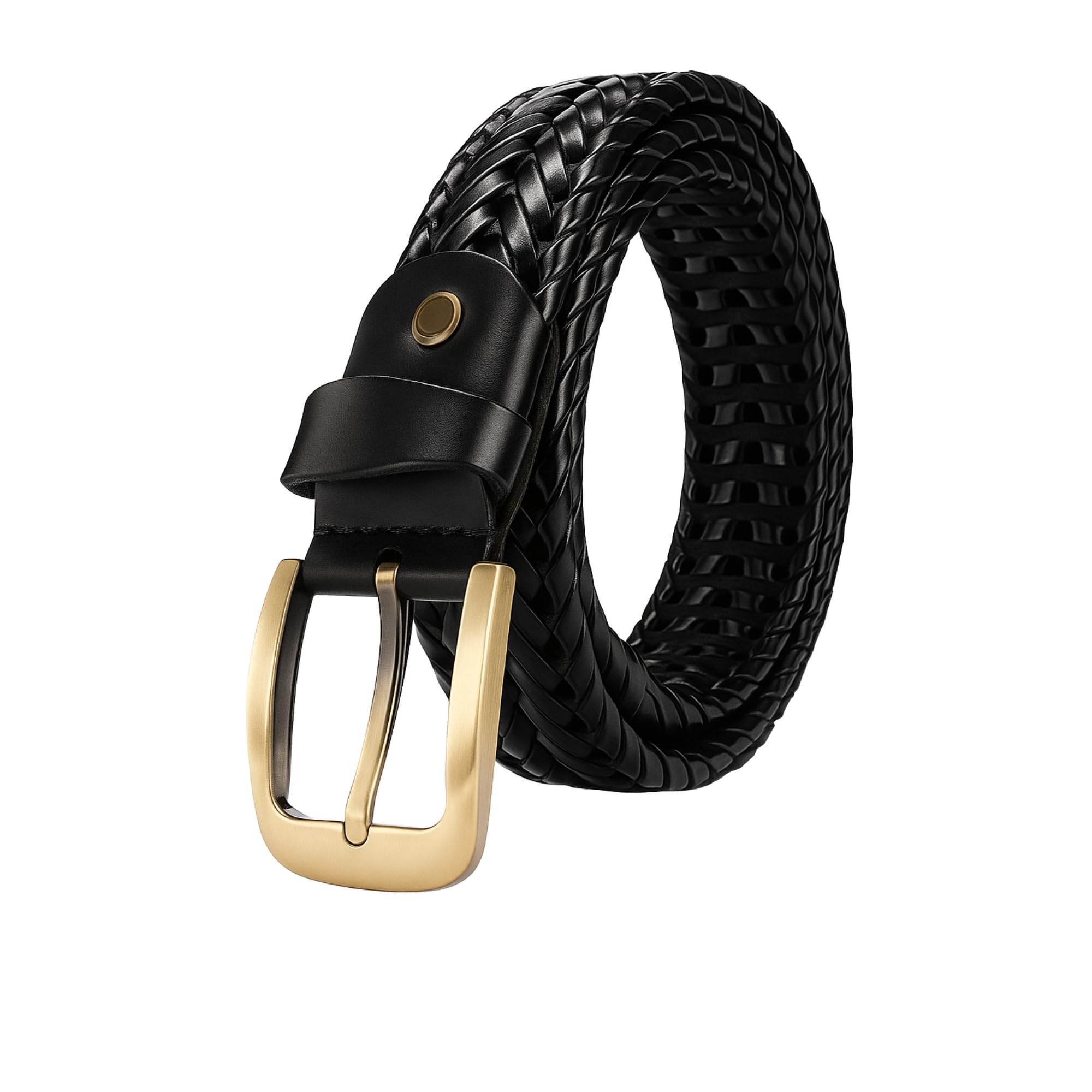 VEMILIO Men's Hand-Woven Leather Belt | Cowhide Braided Belt with Multi-Hole Design | Adjustable Vintage with Prong Buckle | Stylish Casual Dress - Brown-image-38