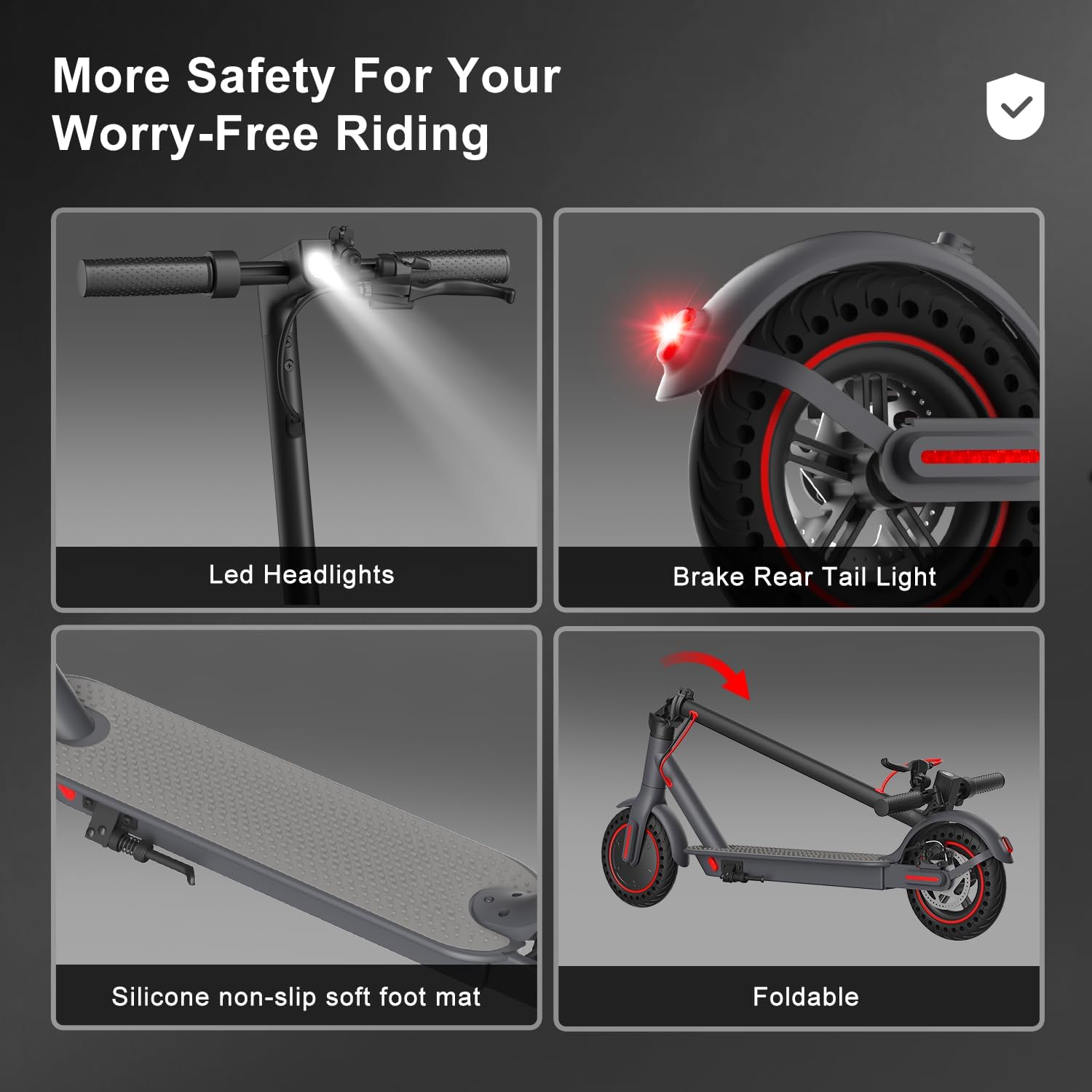 Electric Scooter Adult, 500W Power, 8.5" Solid Tire, 12-16 Miles & 18MPH, Dual Braking, Max Load 264 lbs, Smart APP & Cruise Control, Foldable E Scooters for Commute Campus Street Strolling, UL2272