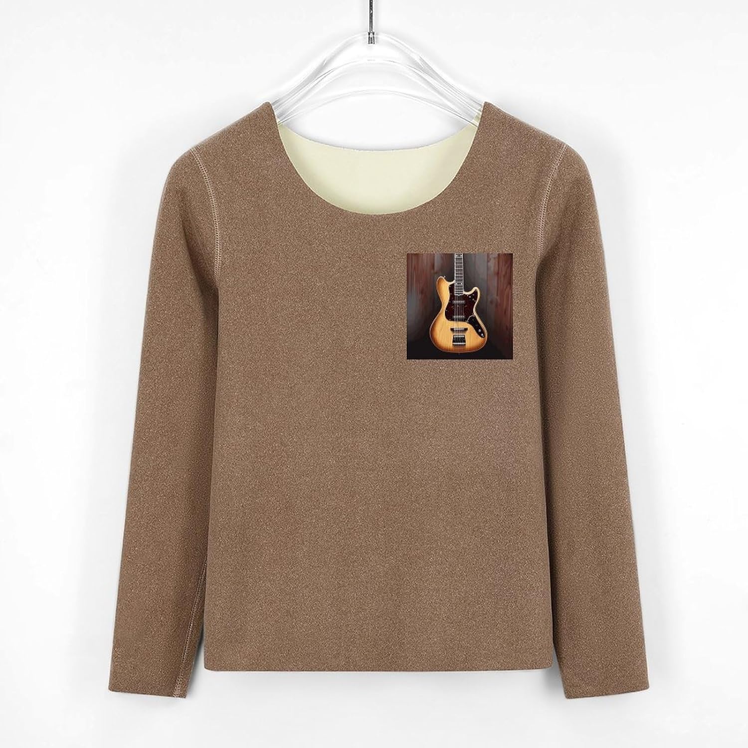 Women's Guitar Musical Instrument Thermal Underwear Set Soft Long Johns Base Layer Top & Bottom for Cold Weather