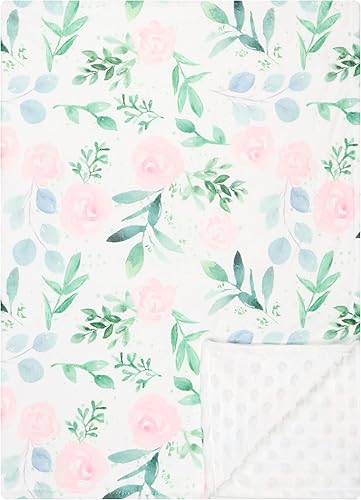 Minky - Manta de felpa de visón, manta de cama de guardería con respaldo punteado para bebé, niño y niña, 30 x 40 pulgadas (rosa)