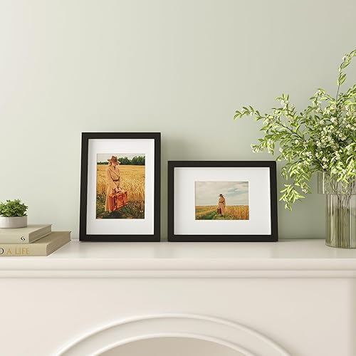 Vista 413 de Egofine Portarretratos de 9 x 12 pulgadas hecho de madera maciza con plexiglás, fotos de 5 x 7/6 x 8 con paspartú o de 9 x 12 pulgadas sin paspartú