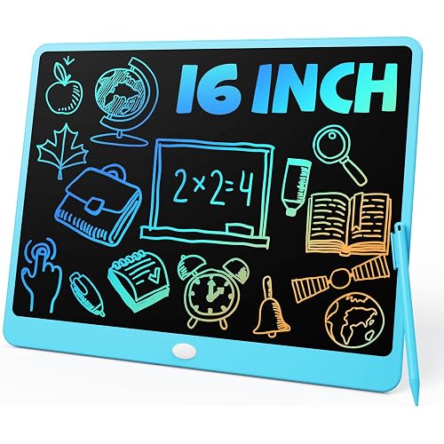 16" LCD Writing Tablet for Kids & Family, Large Reusable Writing Pad for Homework, Notes Daily Use, Screen-Free Drawing & Note Board for Home, School,Travel (Blue)
