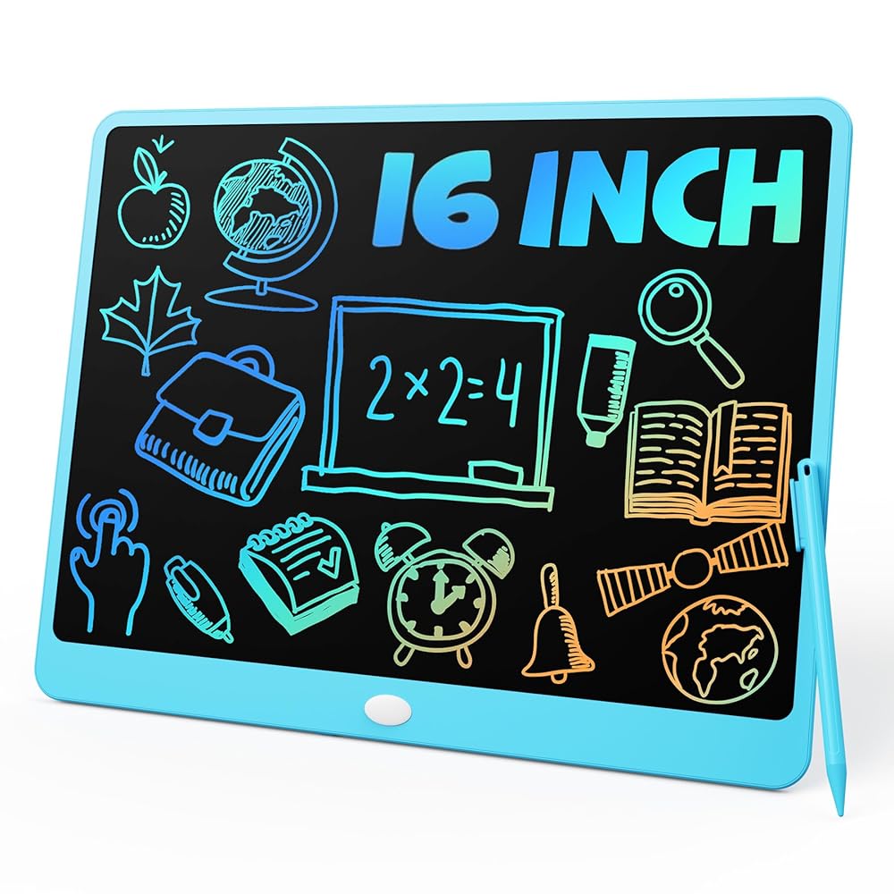 TEKFUN Birthday Gifts for Kids, 16inch LCD Writing Tablet Drawing Board, Teen Girl Boy Gifts Age 10 and Up, Birthday Gifts for All Age Groups, Erasable Writing Tablet for Business Meeting (Blue)