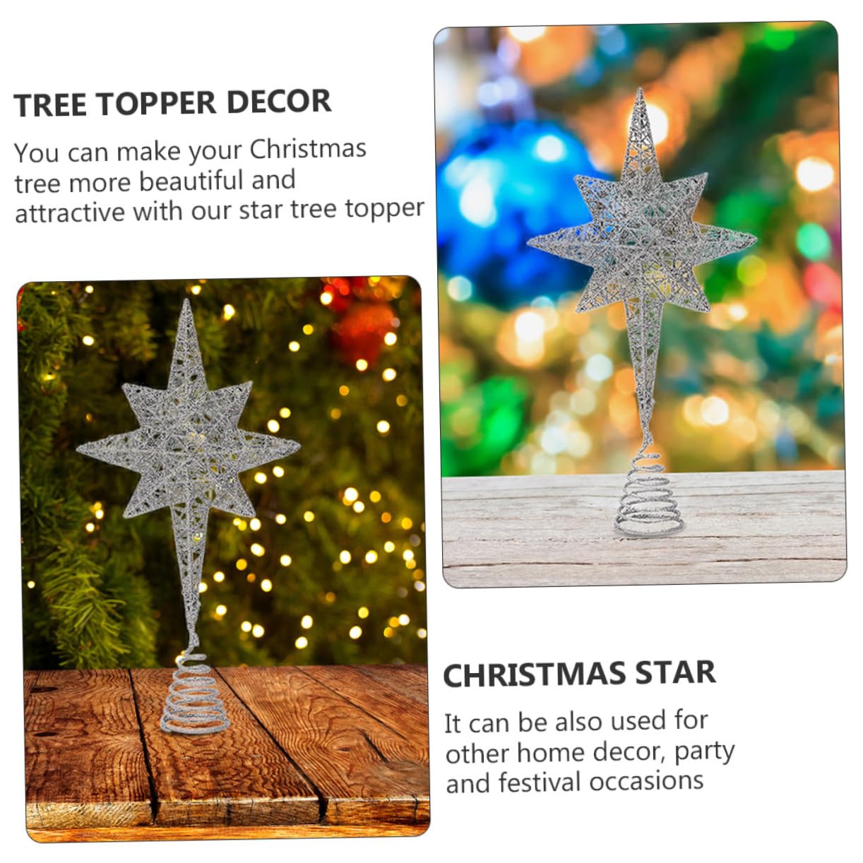 TOPBATHY 3 Stück Weihnachtsbaumspitze Stern Feenbaumspitze Weihnachtsspitze Sterndekoration Weihnachtsbaumspitze Dekoration Silberne Baumspitze Capiz Stern Baumspitze