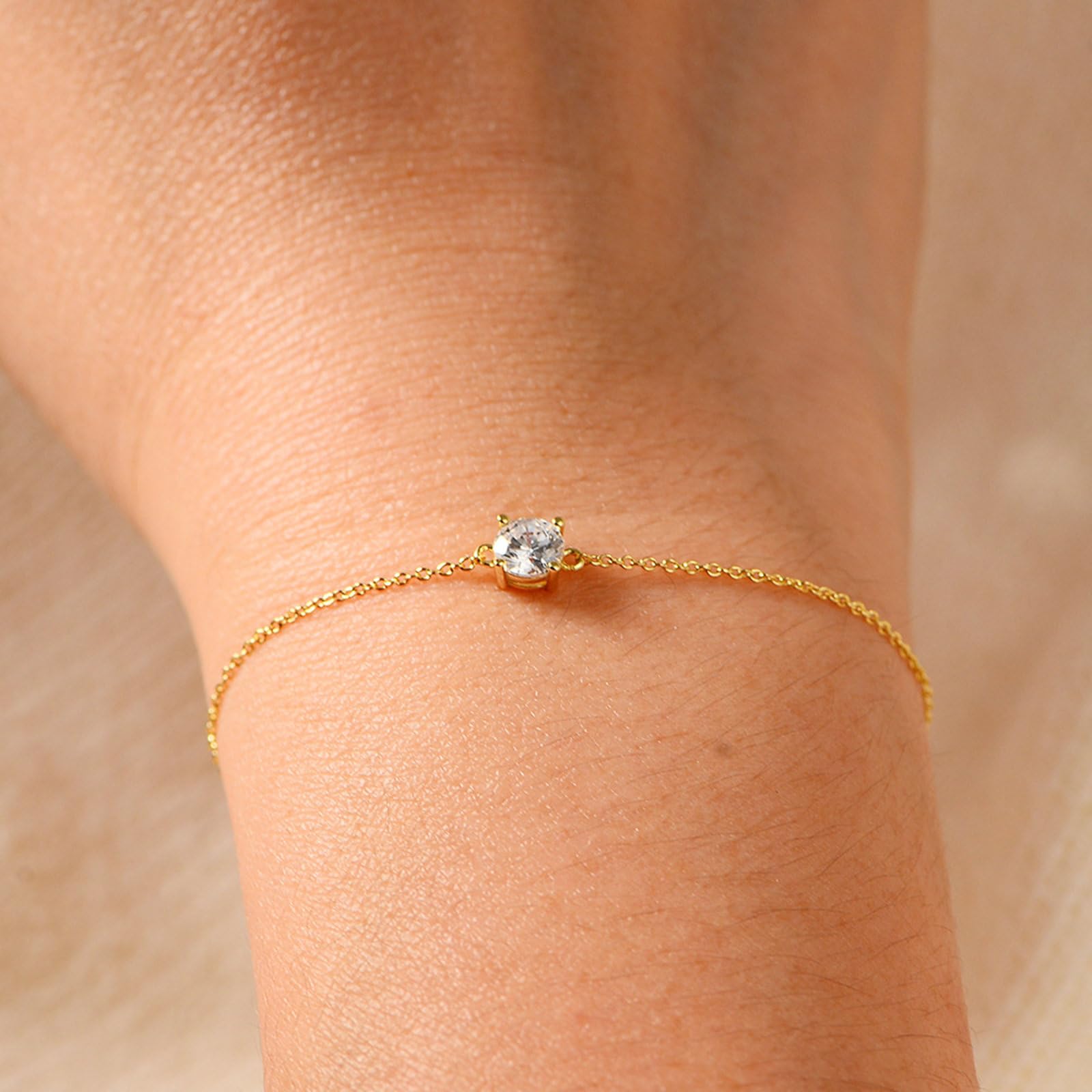 Pulsera de oro amarillo para mujer, pulsera vintage fina de diamantes creados para boda, oro amarillo de 9 quilates, 14 quilates y 18 quilates