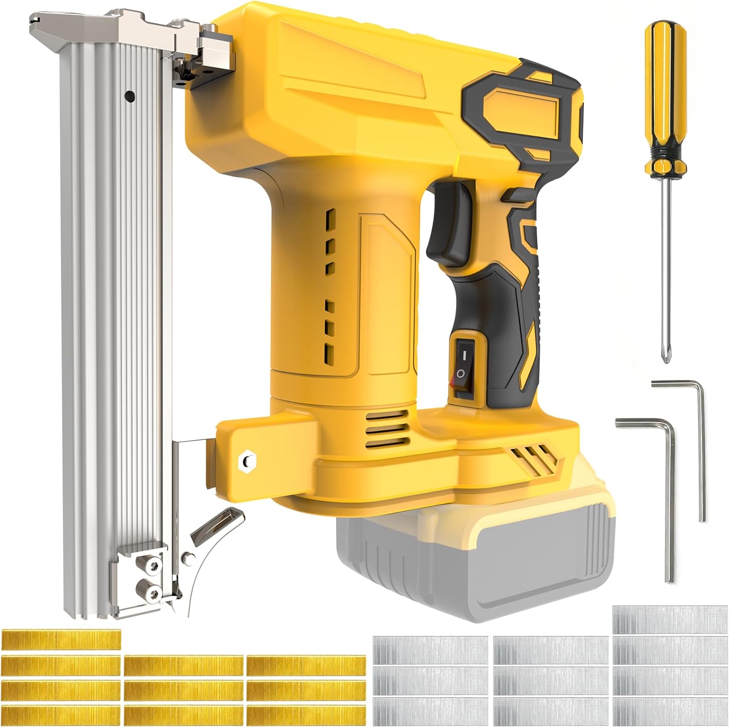 18-Gauge Cordless Brad Nailer & Stapler, 2-in-1, Compatible with DEWALT 20V MAX (Battery Not Included), 5/8"–1-1/4" Brad Nails, 5/16"–7/8" Staples, Brushless Copper Motor, Tool-Free Quick Release