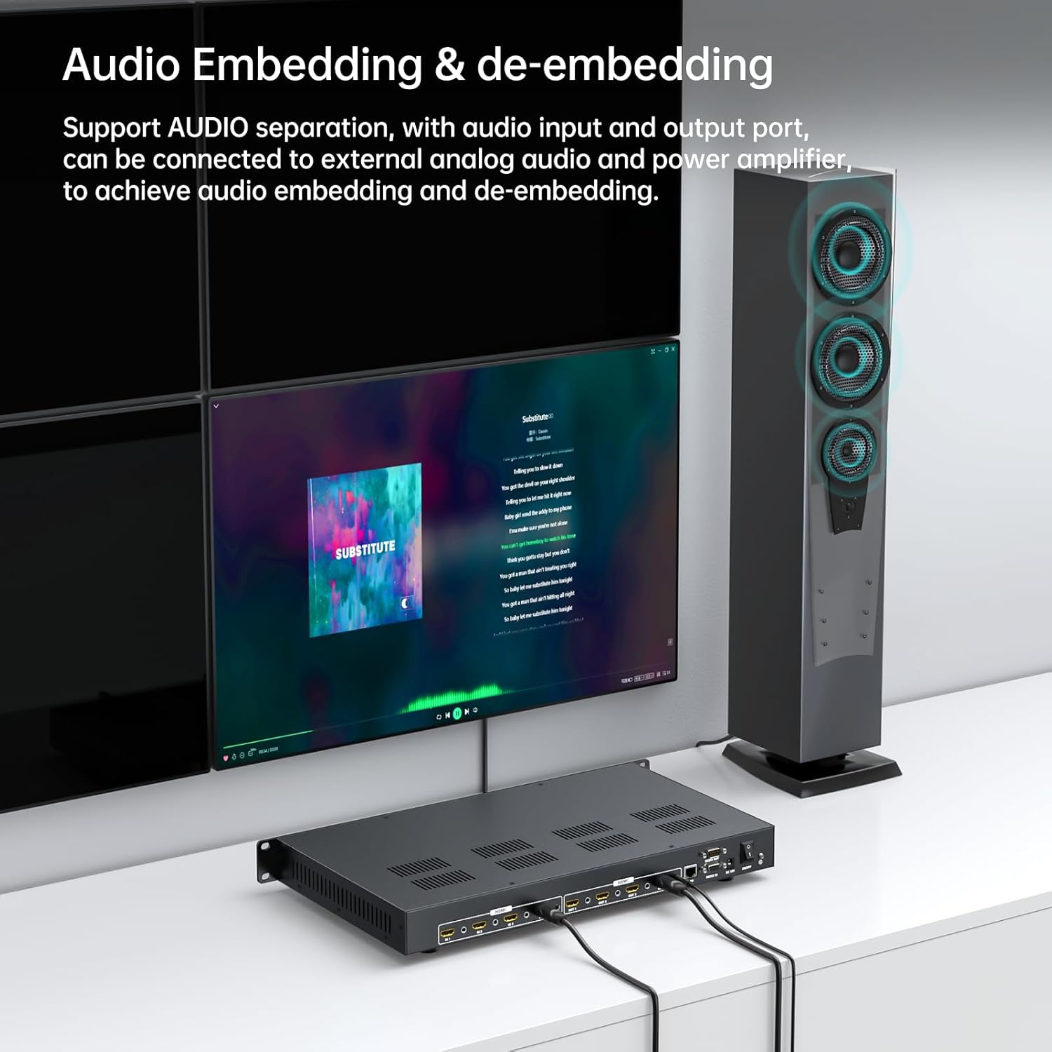 MT-VIKI 4x4 8K UHD HDMI 2.1 Matrix Switcher with Audio De-embedder, 8K@60Hz and 4K@120Hz, EDID, RS232, LAN Port, APP (4 in 4 Out)