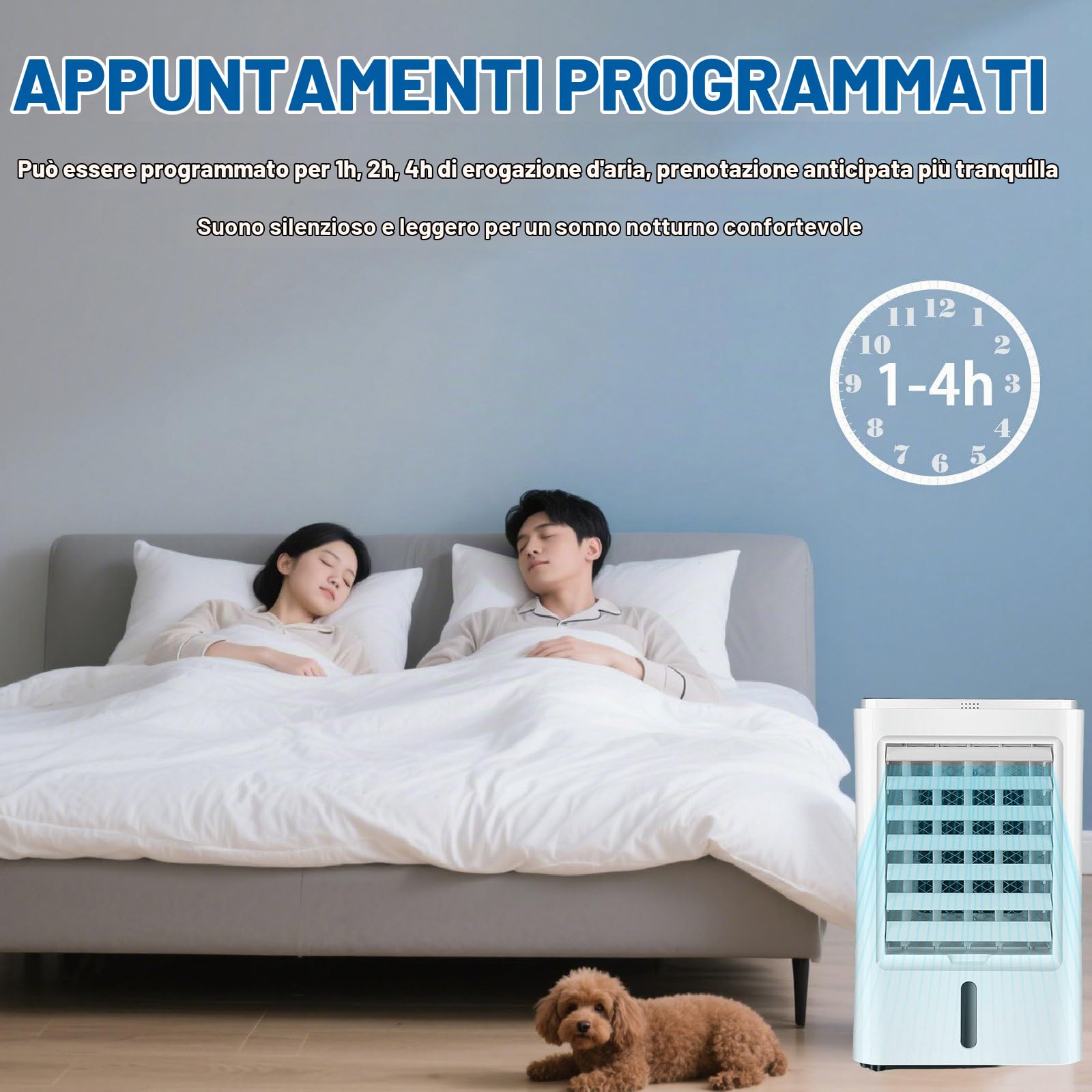 Mini Condizionatore d'Aria per Camper, Condizionatore Portatile, Raffrescatore Evaporativo con 3 velocità E Timer da 1/2/4 Ore, Ventola di Raffreddamento per Camper E Camion 12v