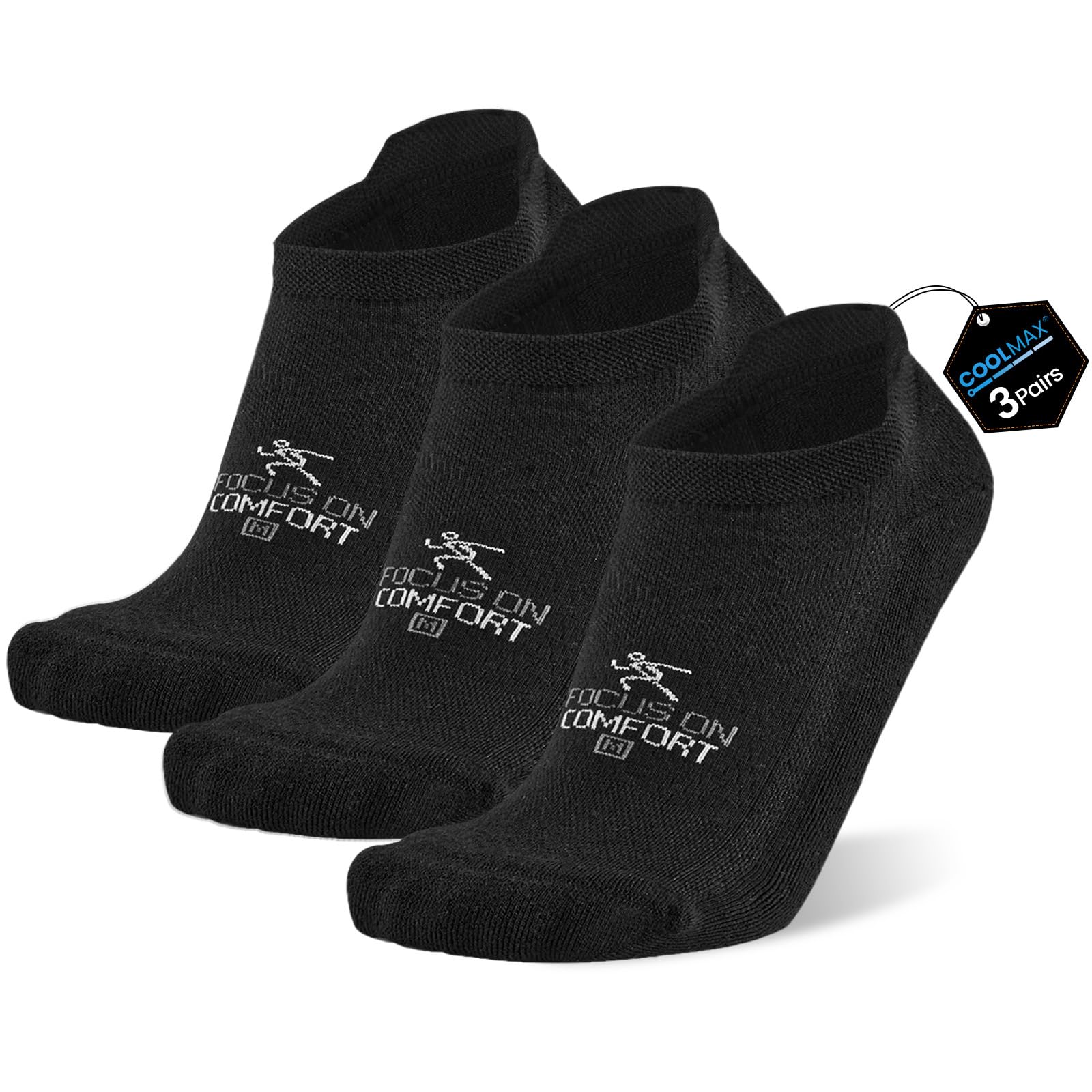 EconioSocken Coolmax Laufsocken Kurz 3/6 Paar, Atmungsaktive Sneaker Socken Damen Herren, Anti-Blasen & Gepolstert, Schweißableitend,Sportsocken für Running, Wandern & Alltag