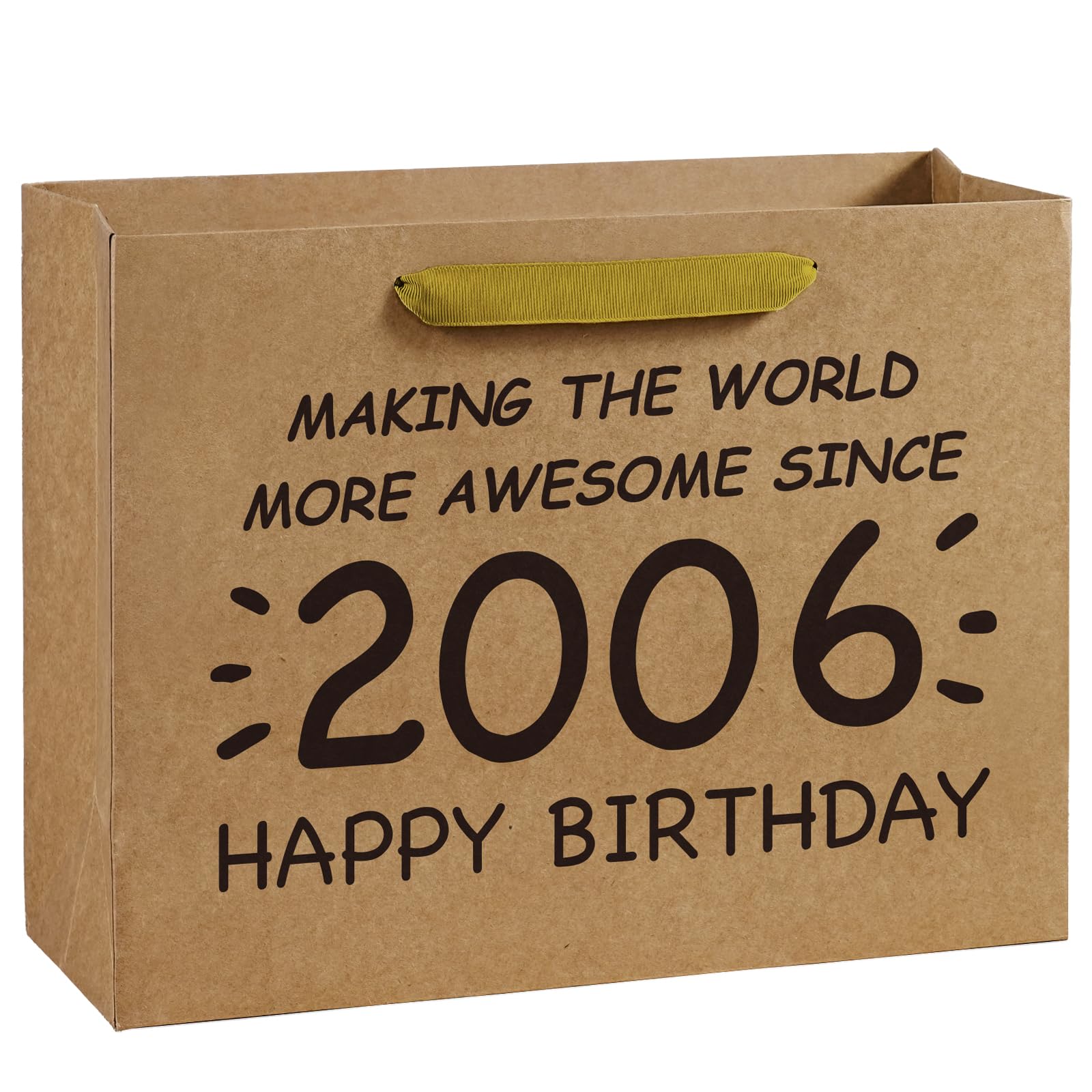 Loveinside 13" Large 20th Retro Birthday Kraft Paper Gift Bag - Making the World More Awesome Since 2006 Paper Bags for Friends Adult Birthday
