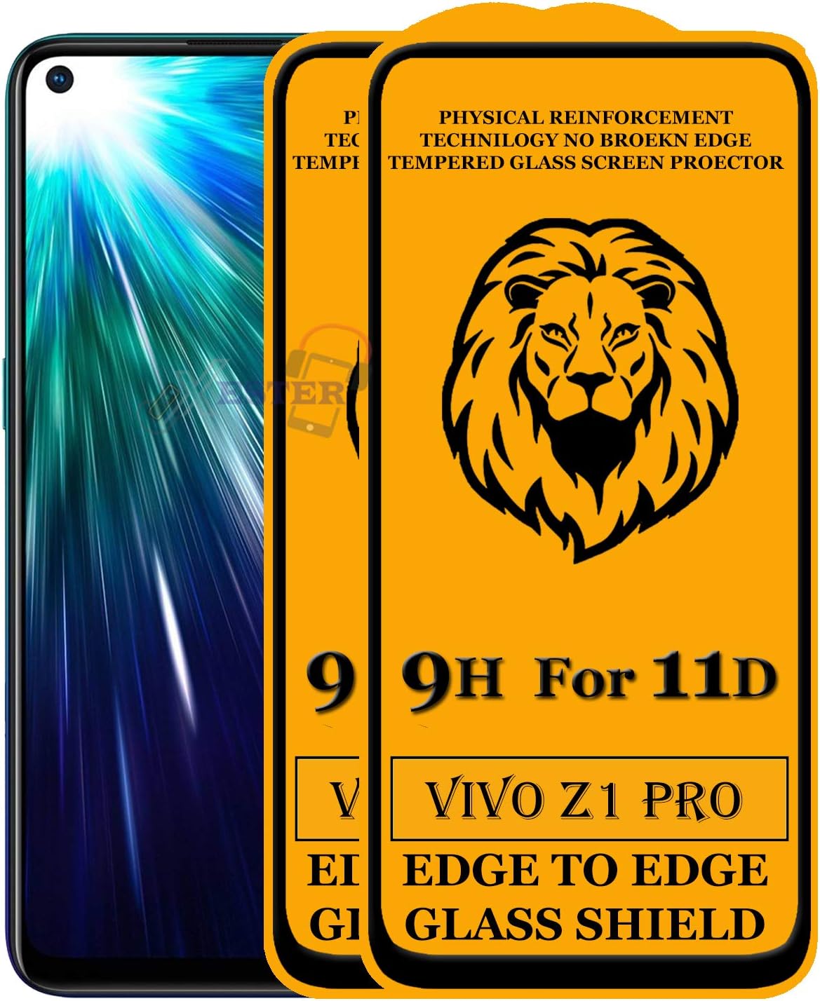Gosling® 11D Edge to Edge Gorilla Tempered Glass Compatible for Vivo Z1 Pro (Black) [ 11D Tempered Glass, Impact Absorb, Full Adhesive Glass, with Installation Kit ] (Pack of 2)