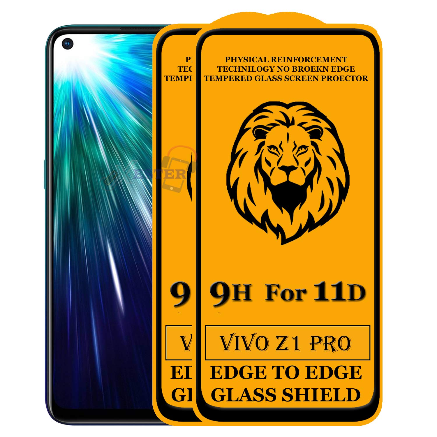 Gosling® 11D Edge to Edge Gorilla Tempered Glass Compatible for Vivo Z1 Pro (Black) [ 11D Tempered Glass, Impact Absorb, Full Adhesive Glass, with Installation Kit ] (Pack of 2)