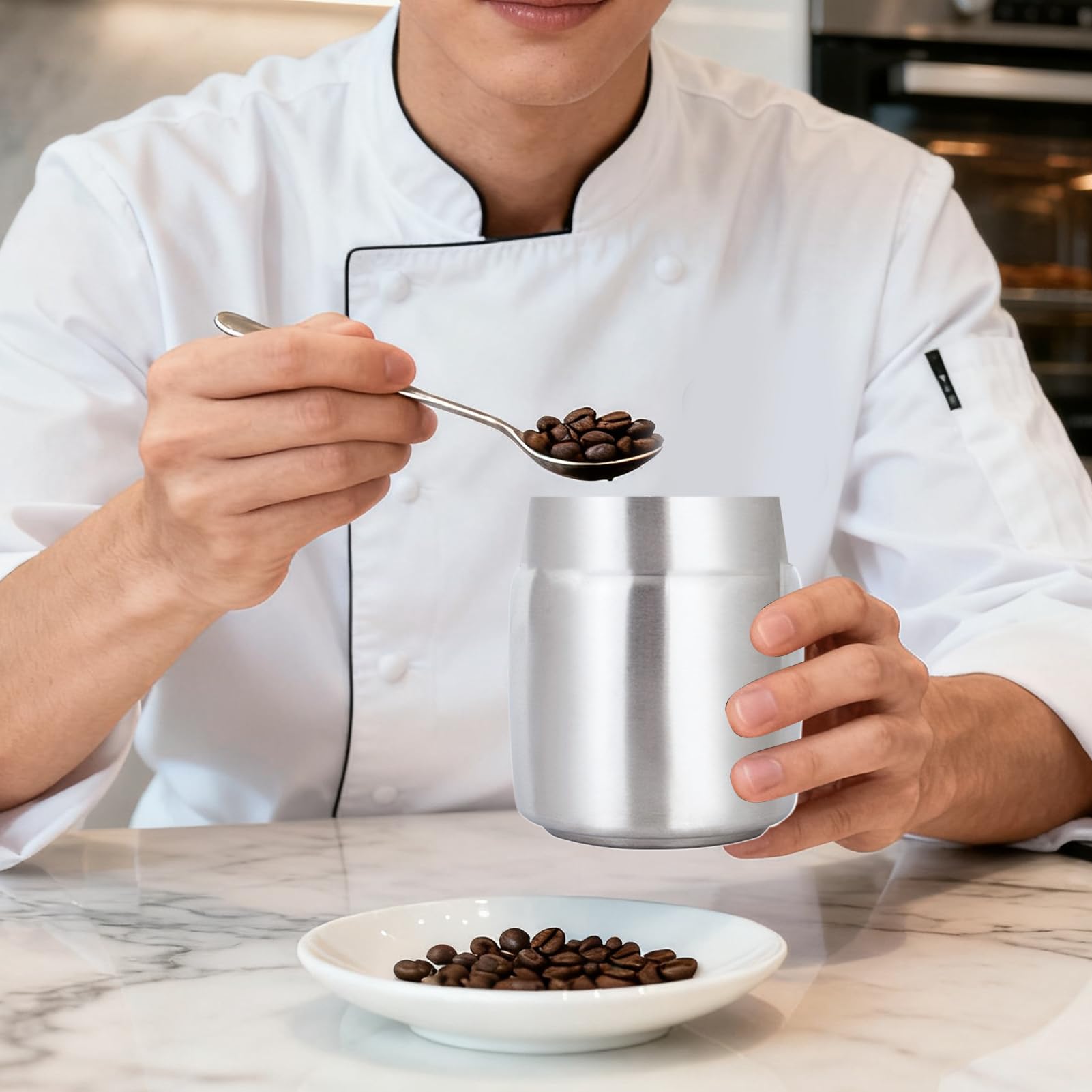 Contenitore Per Caffè Barattoli Sottovuoto In Acciaio Per Alimenti Da | Contenitore In Acciaio Inossidabile Per Chicchi Di Caffè Organizzatore Da Cucina, Cereali, Zucchero, Alimenti Secchi,