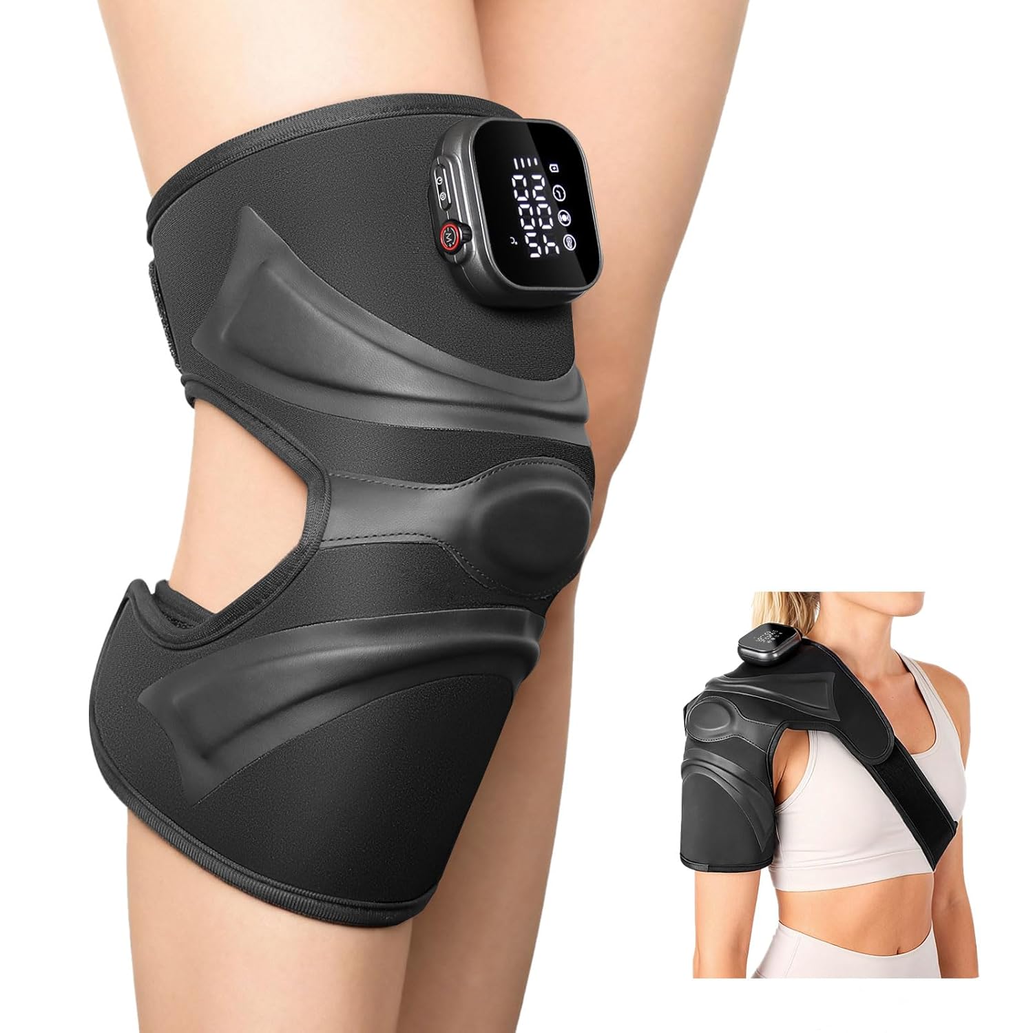 Cordless Knee Massager with Heat Vibration, Heated Electric Knee Brace Massager for Pain Relief, Muscle Relaxation, 3 in 1 Knee Warmers Wrap for Shoulder Leg Elbow, 4 Motors Christmas Gifts for Dad Mom