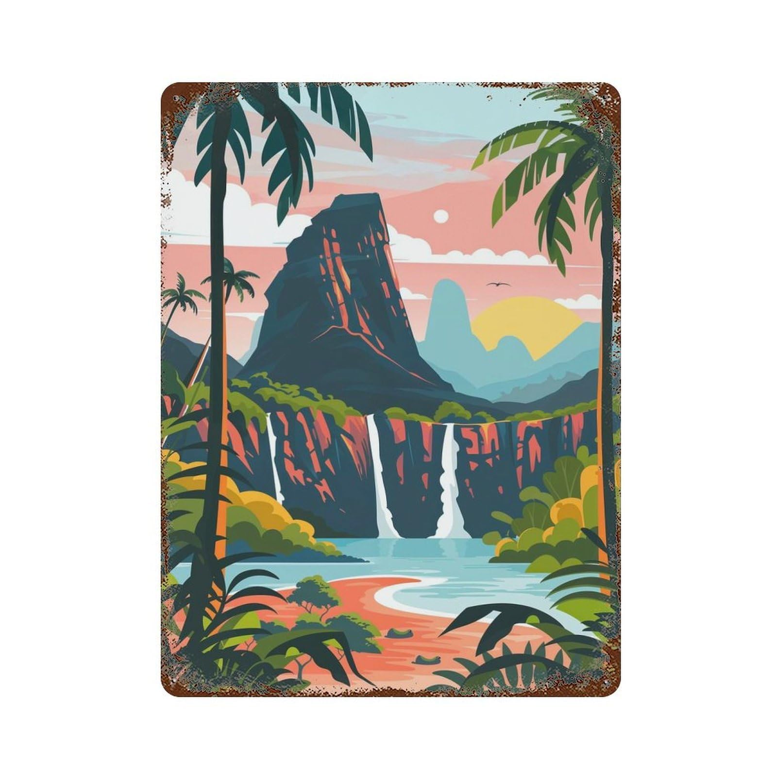 Madagascar Landscape Retro Metal Sign 15.7"x11.8", Rustic Home Decor for Garage, Pub Or Kitchen