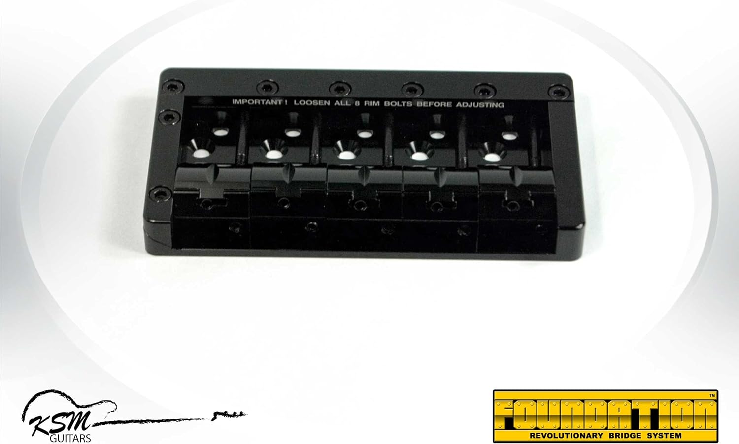KSM FOUNDATION Bass Bridge (5-string) "Black Body with Black Bolts 17mm"