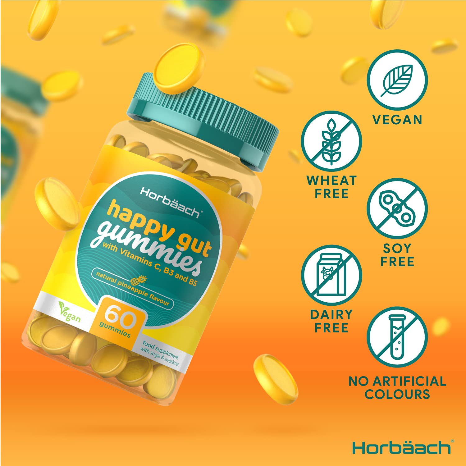 Probiotic Gummies 60 Vegan Gummies MultiStrain Lactobacillus