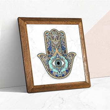 Pinecone Fatma Ana Eli Hamsa Ta  Duvar Tablosu - Ah ap  er eveli Ta  Tablo - 25x25 cm - Dekoratif Duvar Sanat  - Modern Ev ve Ofis Duvar Dekoru W1-01