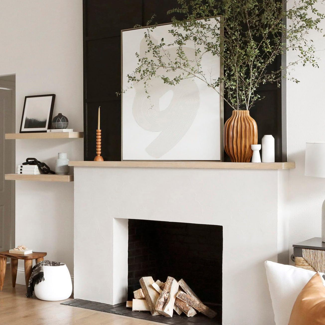 BlossoME 11" Large Ceramic Vases Brown for Farmhouse Entryway Decorative Pottery Living Room Kitchen Decoration Fall Flower Vase for Pampas Grass Fireplace Mantel Console Table