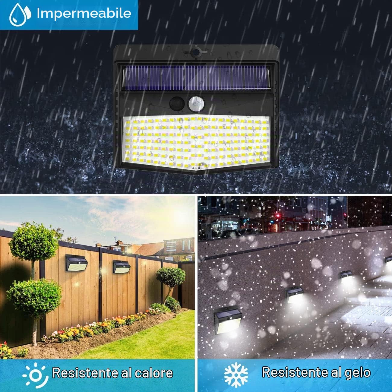 Luce Solare LED Esterno【8 Pezzi 138 LED】Faretti Solari a Led da Esterno 3 Modalità Lampada Solare da Esterno con Sensore di Movimento IP65 Impermeabile per Giardino, Parete, Risparmio Energetico
