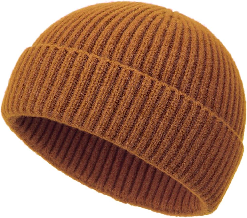 Wool Fisherman Beanies for Men Women, Short Knit Fall Winter Warm Beanie, Watch Cap, Cuffed Trawler Hats, Skull Caps