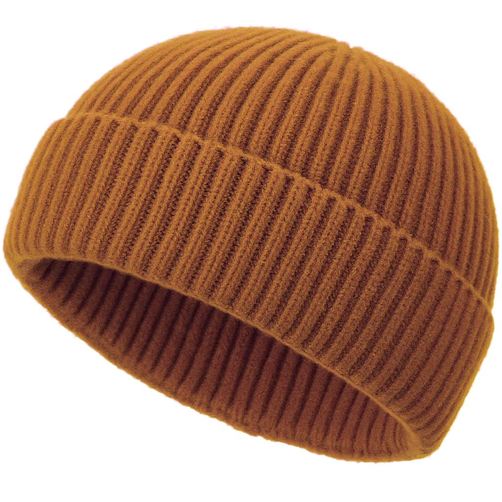 Wool Fisherman Beanies for Men Women, Short Knit Fall Winter Warm Beanie, Watch Cap, Cuffed Trawler Hats, Skull Caps
