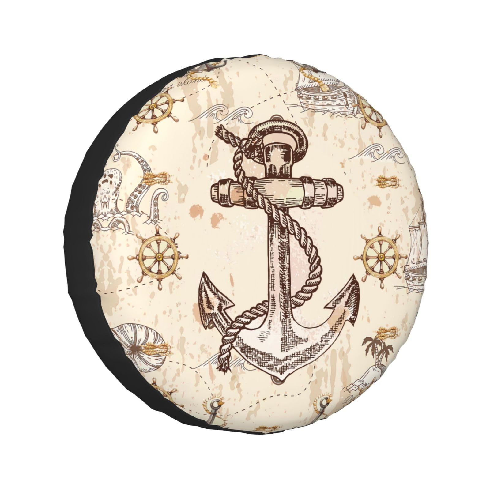 Nautical Anchor Spare Tire Cover Wheel Protectors Tyre Covers Weatherproof Wheel Covers Universal Fit for Trailer Rv SUV Truck Camper Travel Trailers 15"