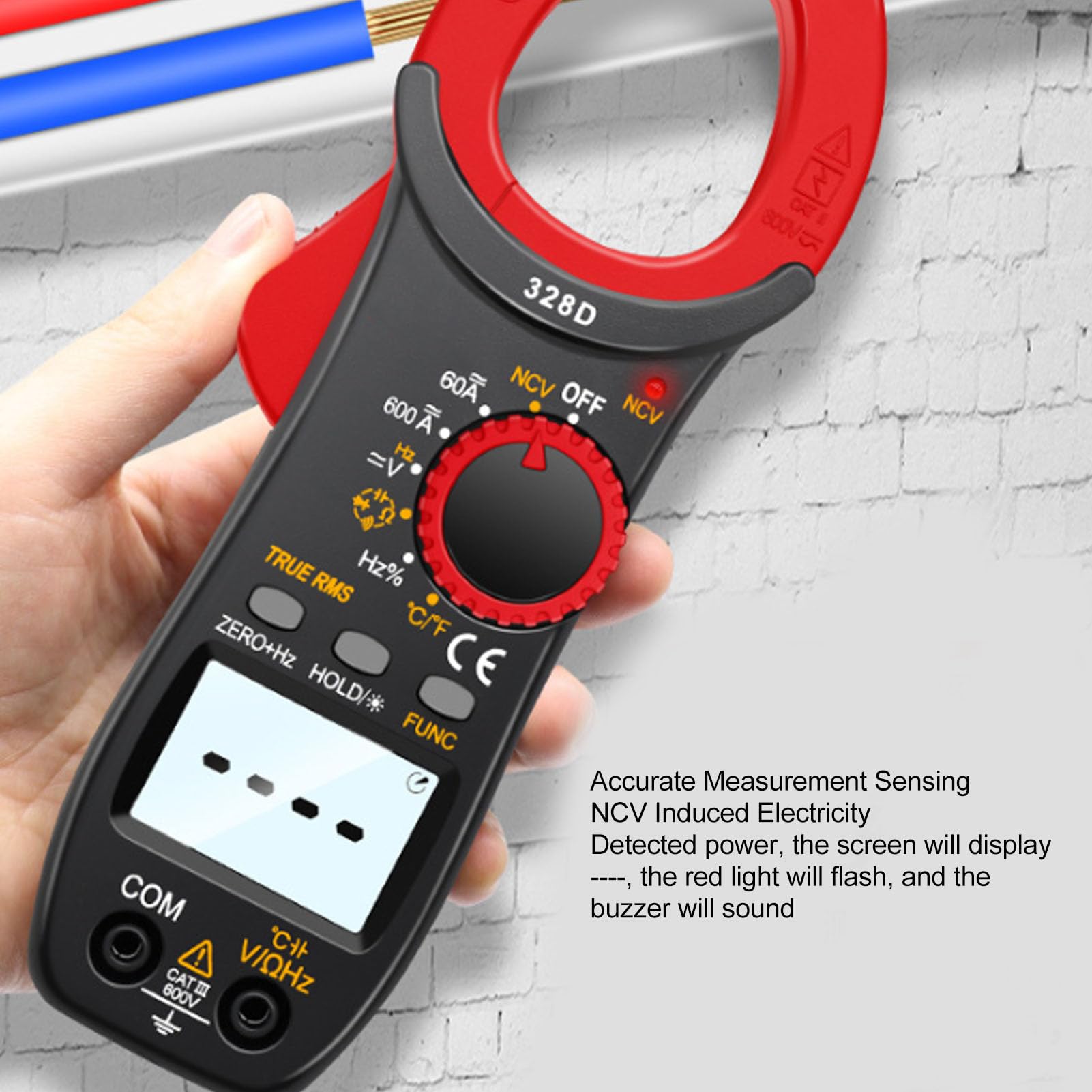 Fyearfly Pinza Amperometrica a Portata Automatica, Multimetro Digitale a Pinza 6000 Conteggi NCV 0-600 A/600 V CA/CC, Corrente, Tensione, Resistore, Condensatore, Frequenza, Tester Diodi