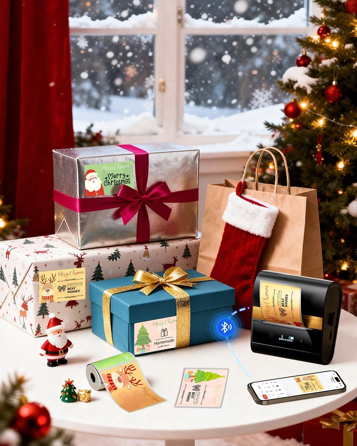 Phomemo M260 3 Inch Etichettatrice Bluetooth Stampante Etichette Adesive, Stampante Termica Portatile per la Vendita al Dettaglio, la Casa, l'ufficio e le Piccole Imprese