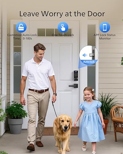 Miniatura 7 de Philips Cerradura inteligente WiFi con asa, cerradura de puerta de entrada sin llave de huellas dactilares con puente WiFi, cerraduras inteligentes