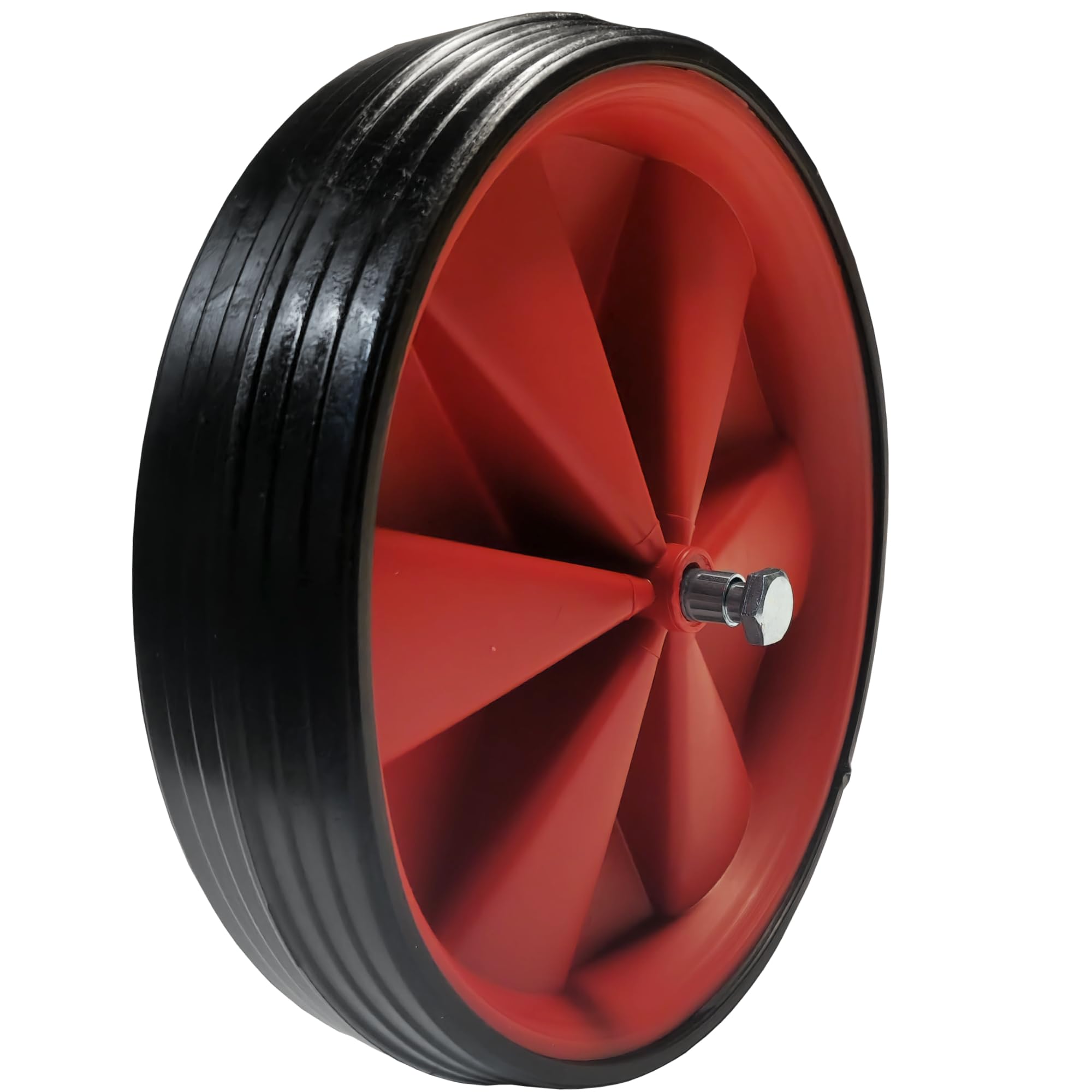 Ketoplastics Red 10" Solid Wheelbarrow Wheel For Garden Trolley Barrow Go Cart Trailer Puncture Proof Tyre With 100Mm Wheel Axle
