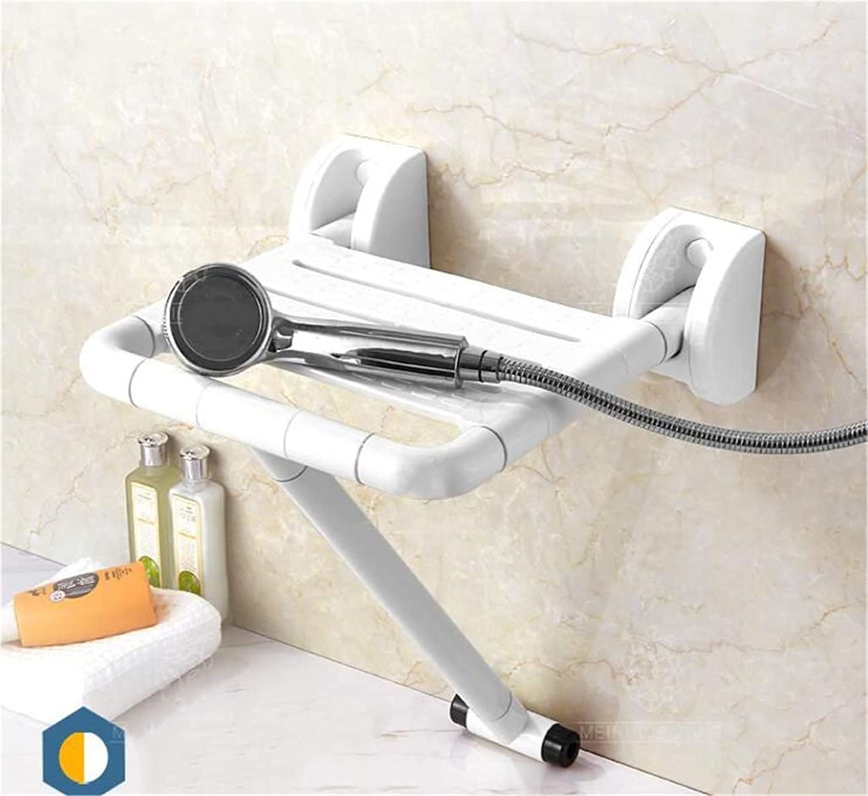 Tabouret de douche pliant et antidérapant avec accoudoirs pour senior