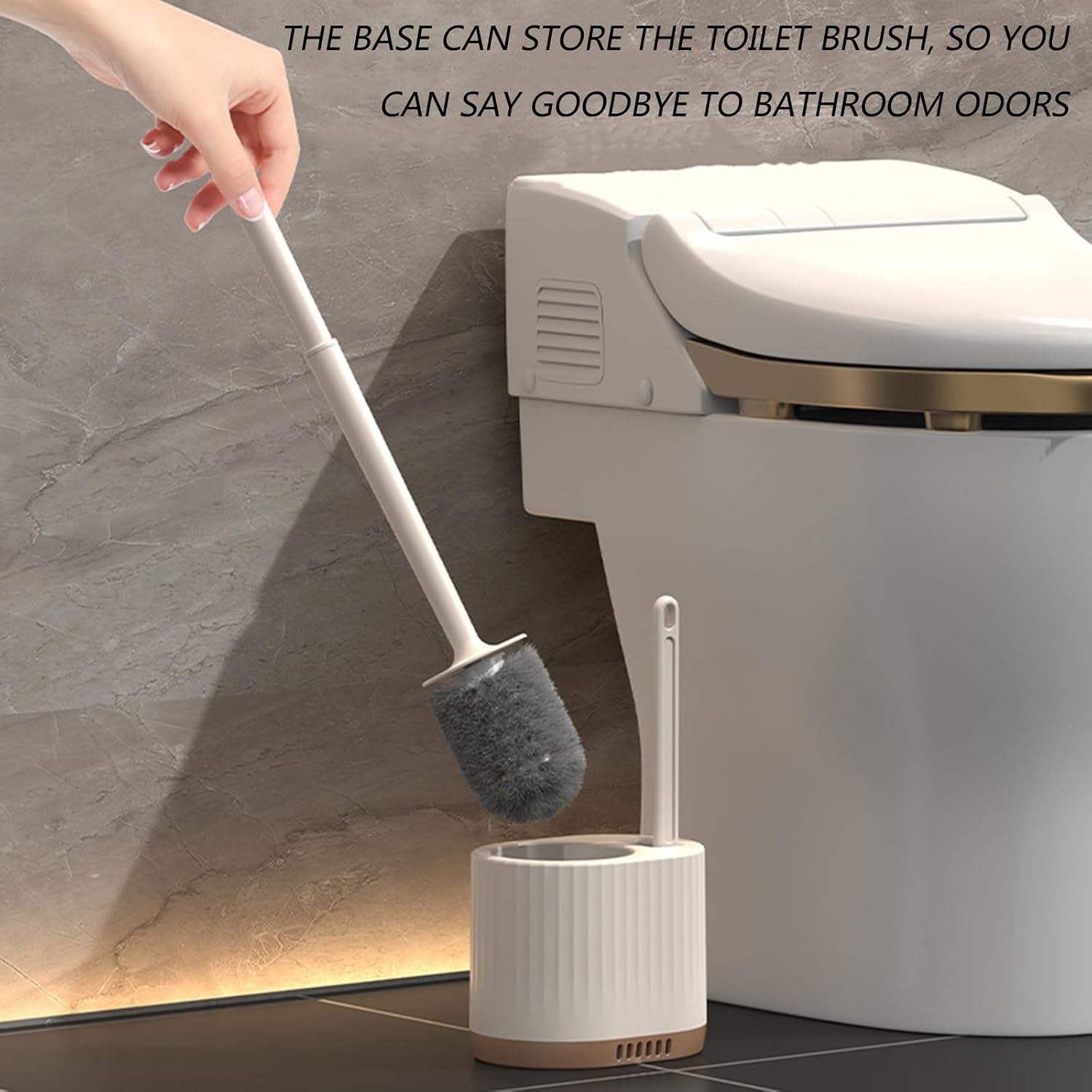 2 in 1 Toilet Bowl Brush Plunger Set,Toilet Brush and Holder Set Toilet Bowl Brush with Tweezers Long Handle,Ventilation Slots Base,Toilet Cleaner Brush for Bathroom Deep Cleaning image 3