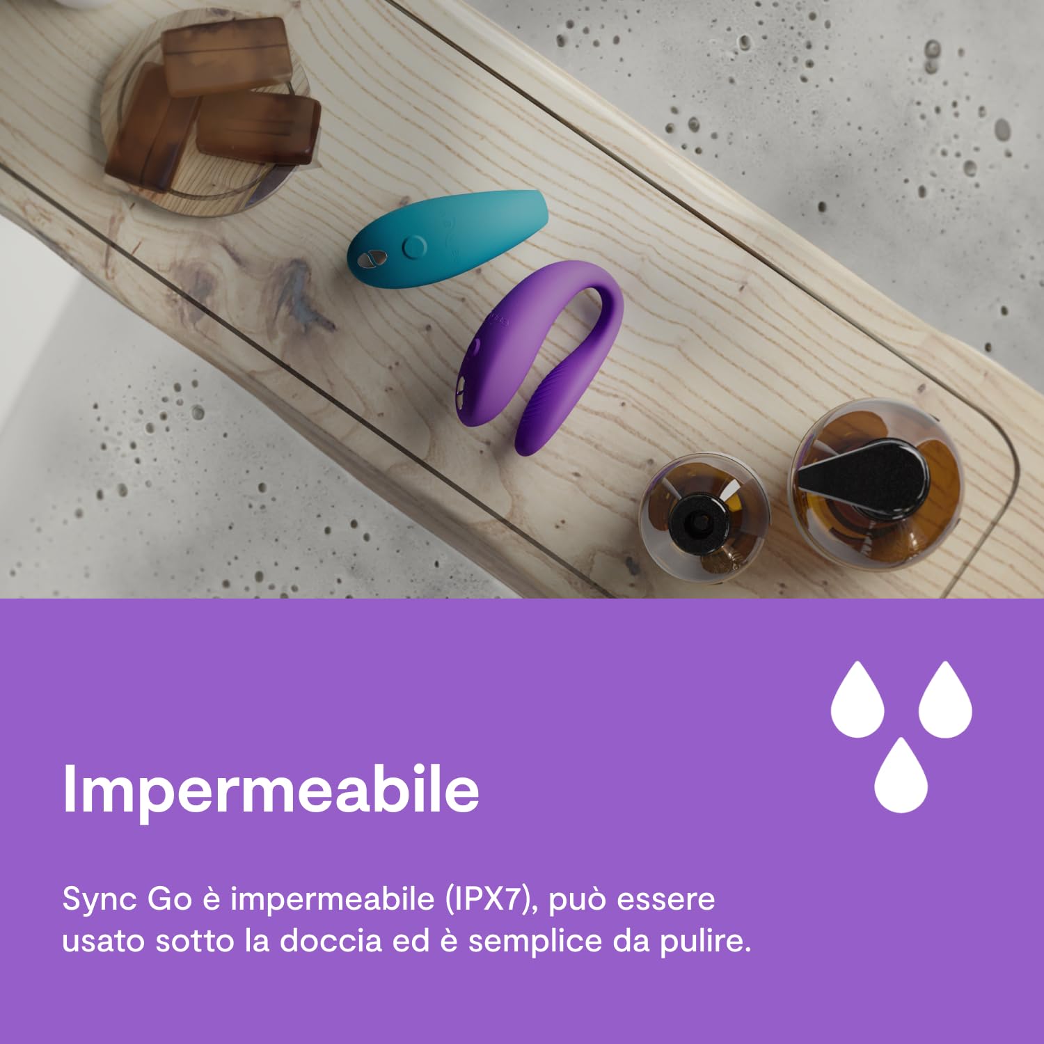 We-Vibe Sync Go Travel Edition Vibratore per Coppie | A Forma di C | Giocattolo Vibrante Indossabile per Coppie | Vibrazioni Condivise | Ricaricabile | Custodia da Viaggio | Porpora
