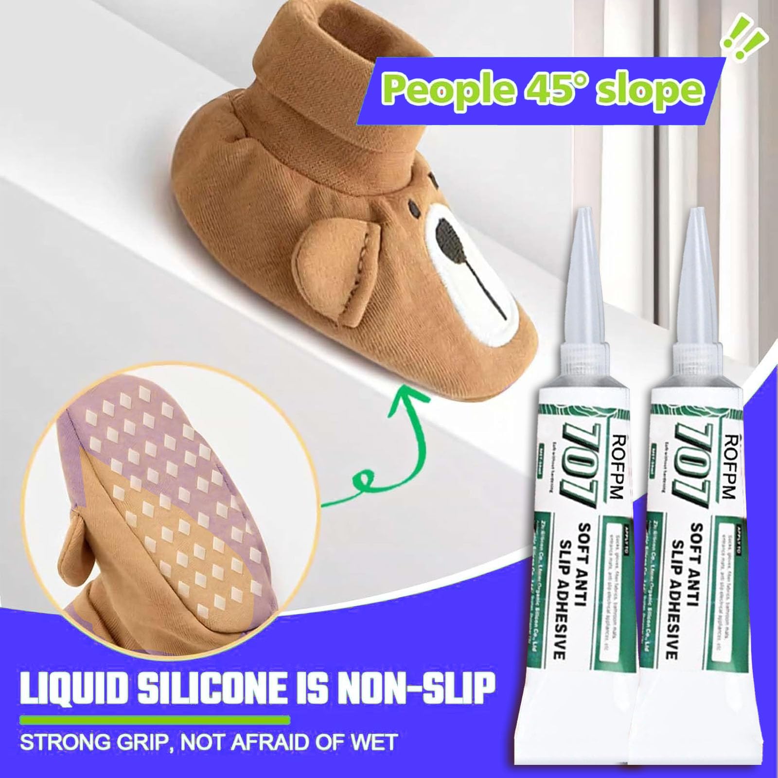Anti-slip Sokkenlijm – Sneldrogend, Waterdicht, 50 Ml, Voor Wollen En Katoenen Sokken, Met Sjabloon En Schraper