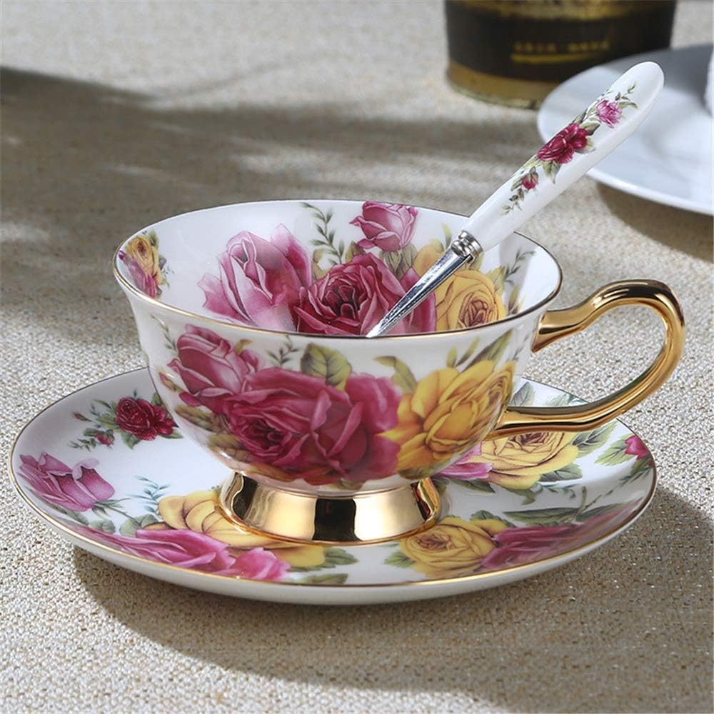 Porcelain Coffee Cup Porcelain Tea Cup and Saucer Set of 2 Vintage Floral Cappuccino Cups Cup Saucer Set