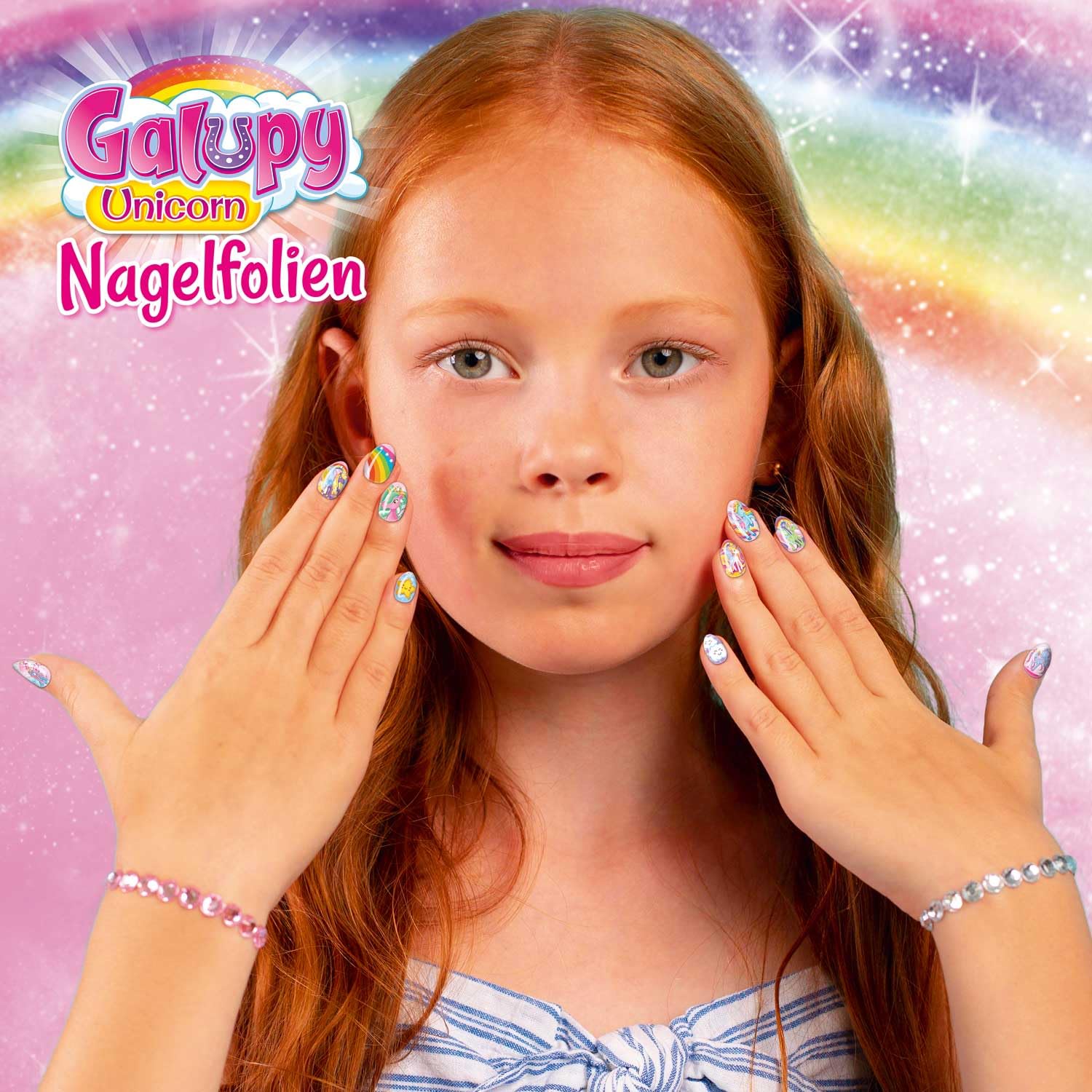 CRAZE Sticker Nails Galupy Unicorn - 432 Stück Nägel Zum Aufkleben für Kinder, Selbstklebende Künstliche Fingernägel, Nagelset Kinder Mädchen