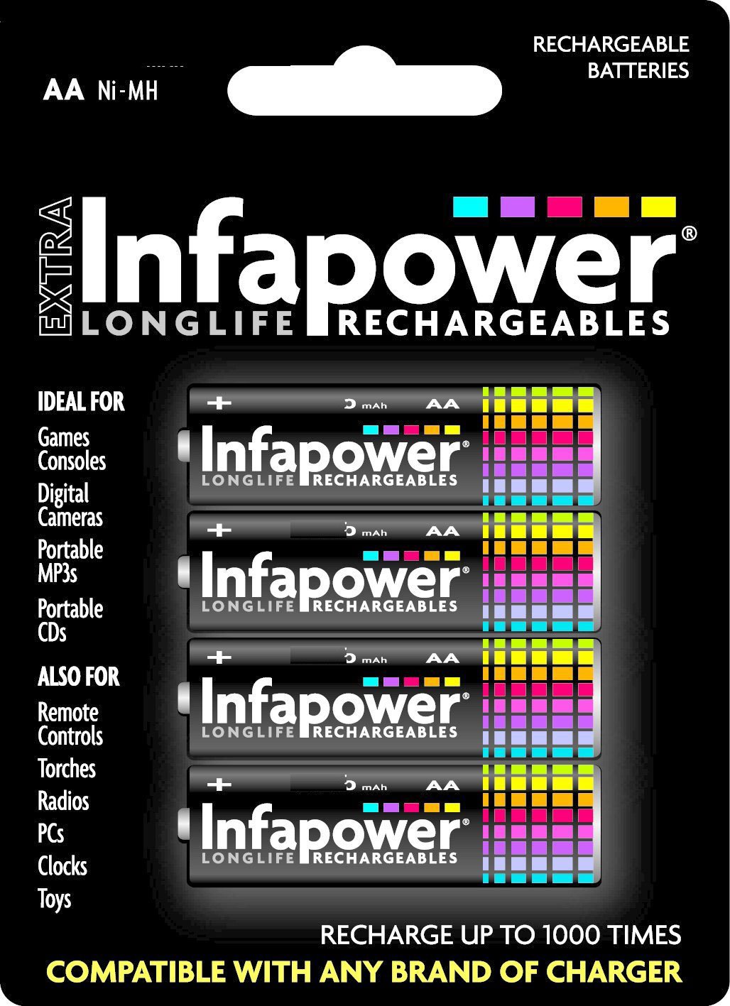 Infapower AA 2500mAh with 4 Rechargeable Batteries