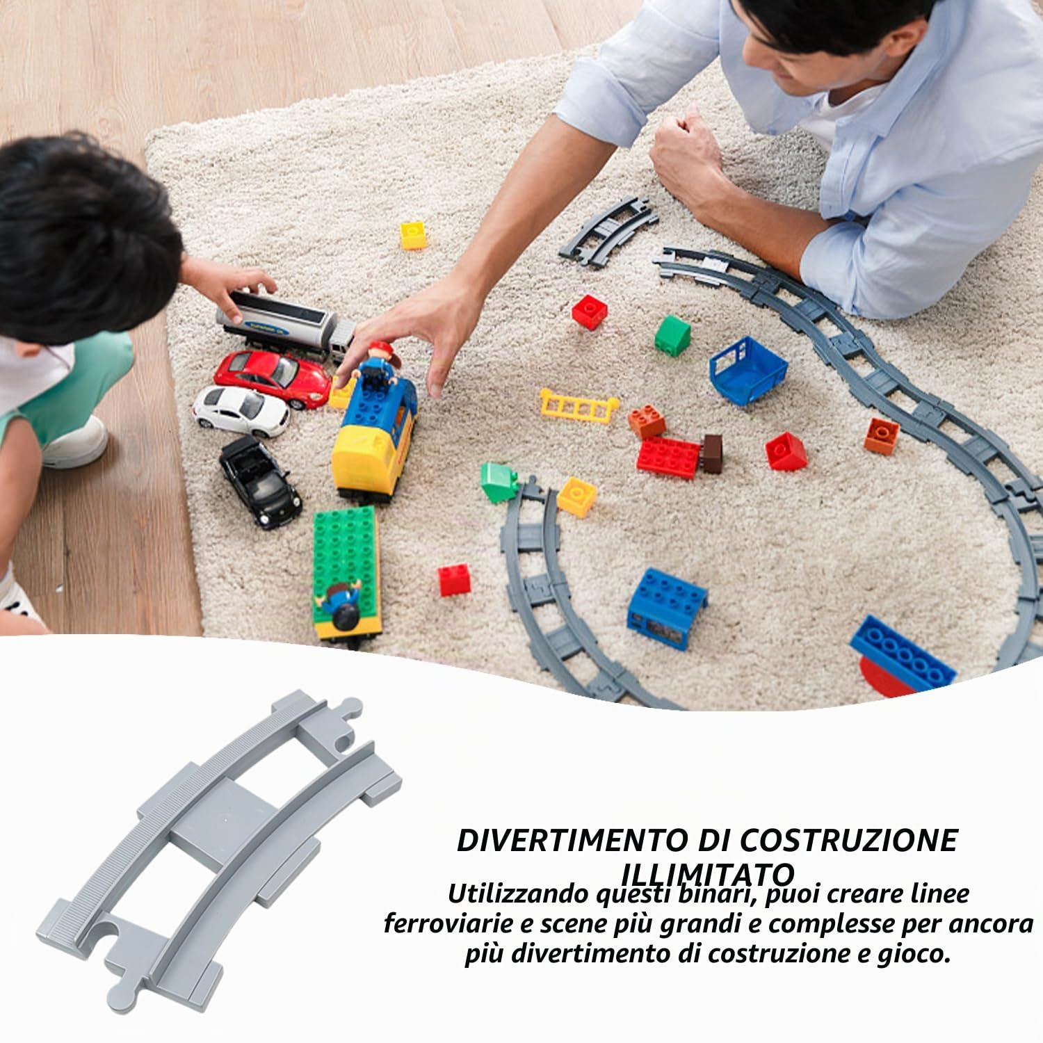 Il set di binari da 32 pezzi comprende binari dritti, binari curvi, cambio ferroviario e accessori, set di prolunghe per binari, binari ferroviari, treni urbani e accessori per treni