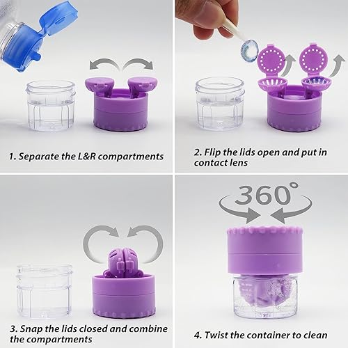 Miniatura 5 de Funda para lentes de contacto con lavadora limpiadora, estuche de contacto con pinzas de espejo, herramienta para quitar herramientas, botella para