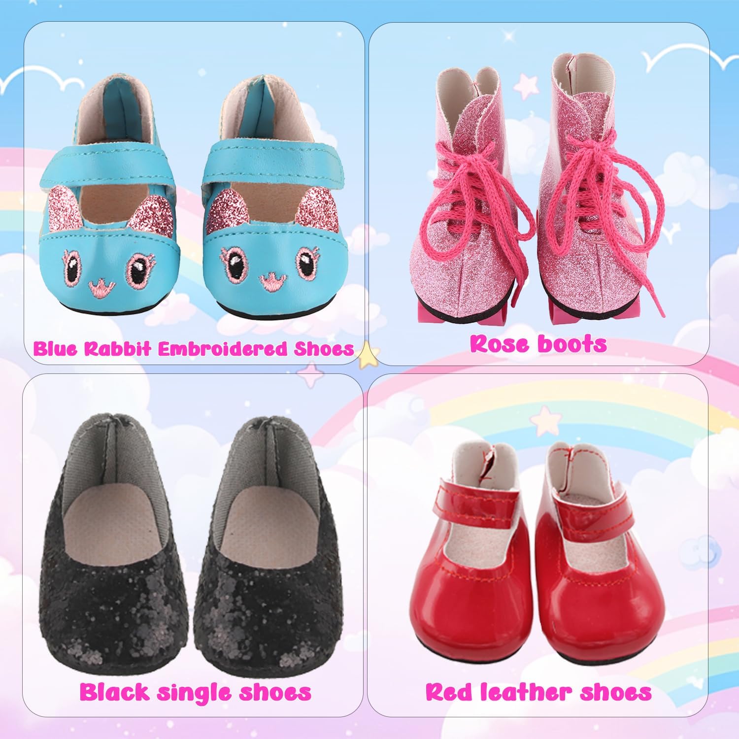 14 Pcs 18 Inch Doll Accessories,5 Sets Clothes and 2 Pairs of Doll Shoes (Send by Random) for 18 Inch American Doll, Best Birthday Festivals for Kid, Gril -2
