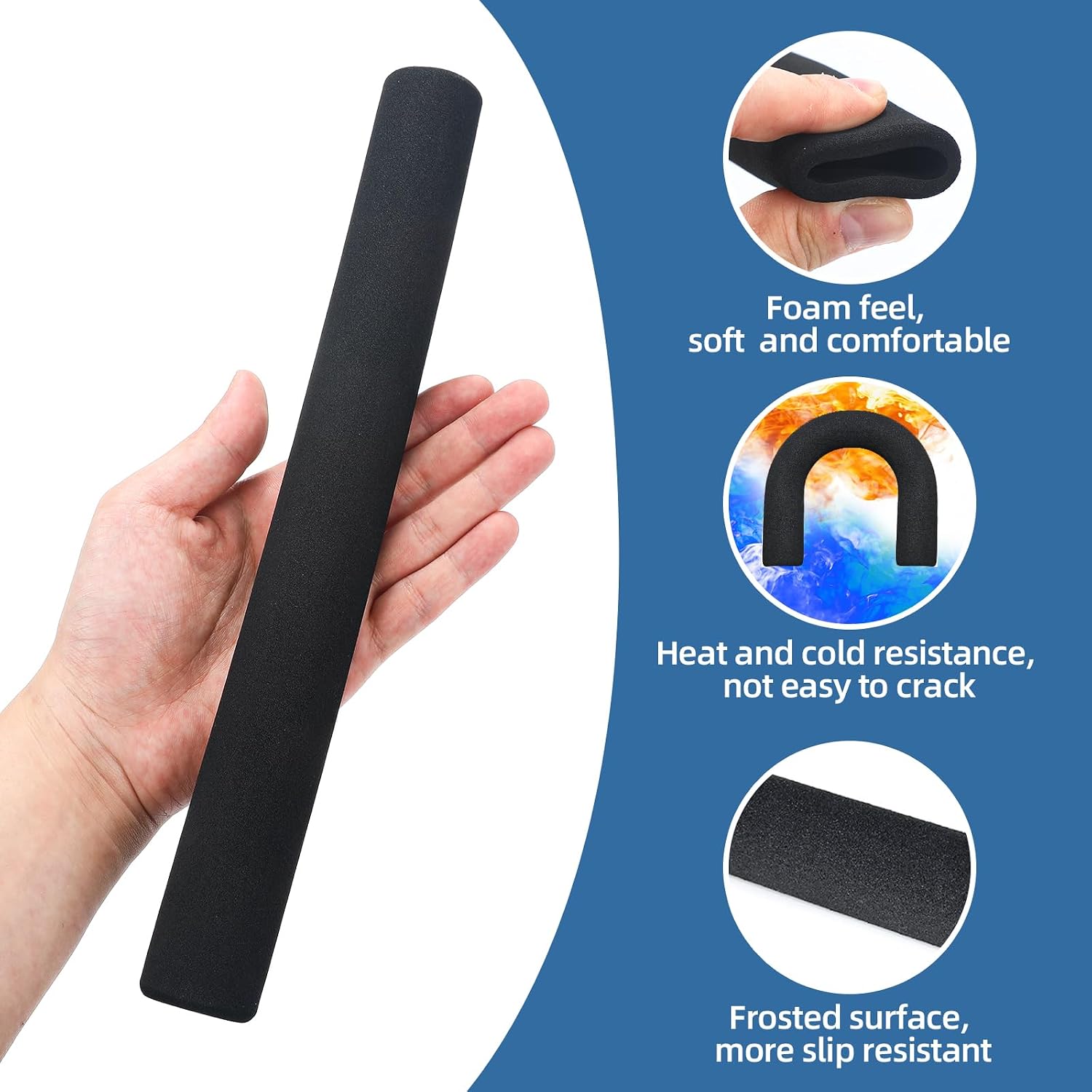 Frienda 4 Pcs Curved Handle Foam Cane Grip Replacement for Handle Canes