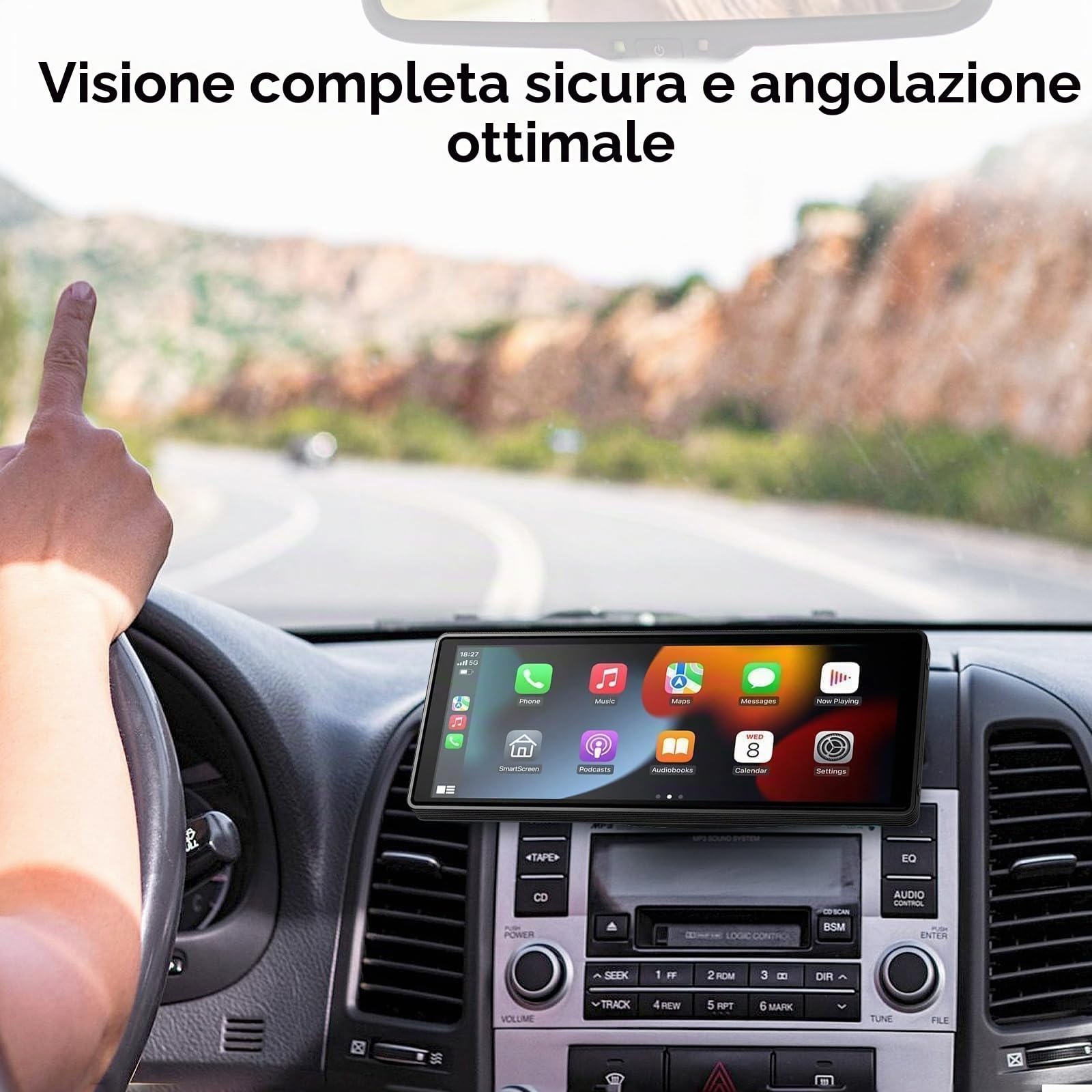 EEEKit Supporto per slot CD per schermo CarPlay, rotazione a 360°, supporto per auto compatibile con la maggior parte degli stereo per auto con navigazione GPS da 5-9 pollici