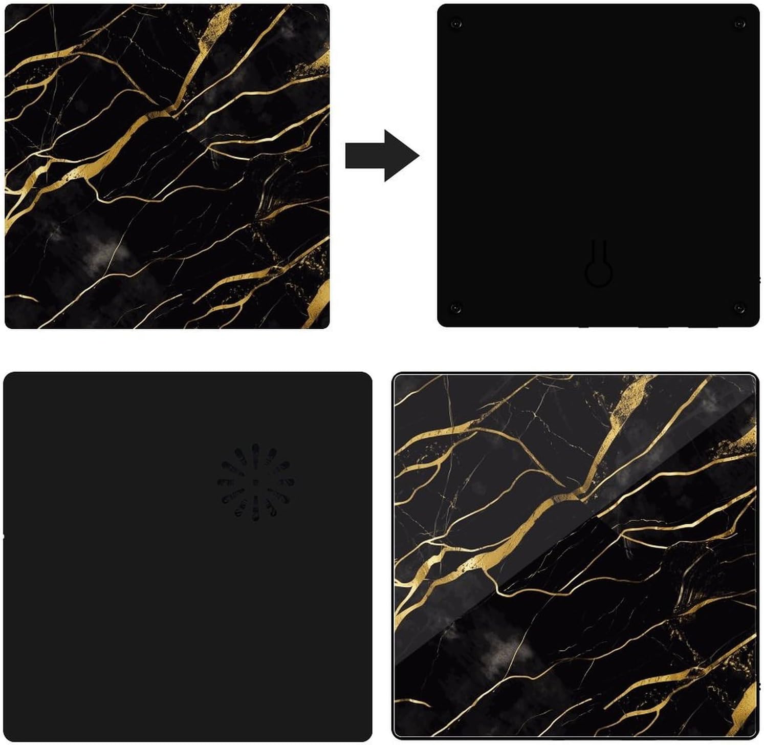 Black and Gold Marble Texture Music Refrigerator Sticker image 3